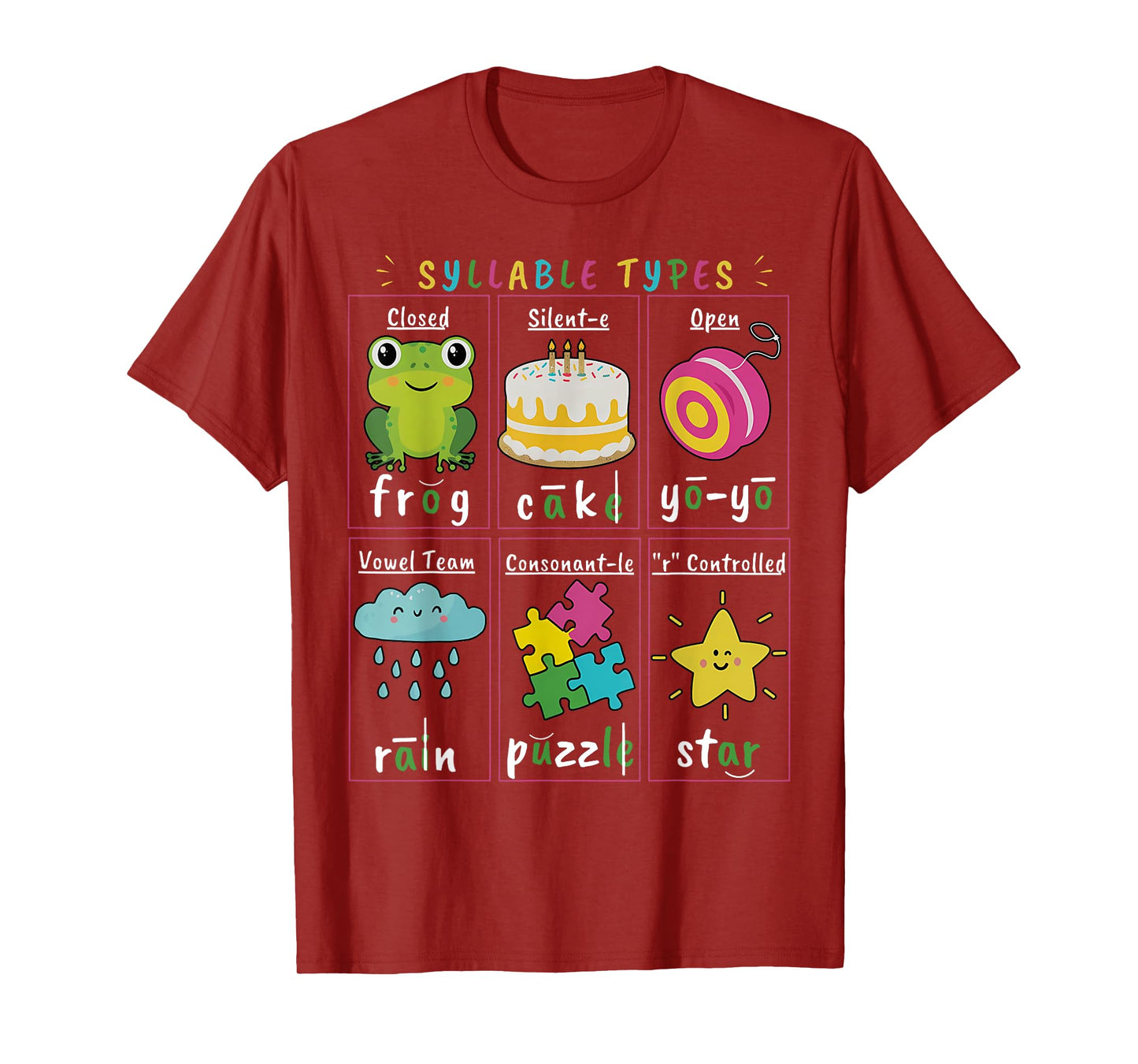 Reading Teacher Syllable Types Phonics Phonemic Awareness T-Shirt