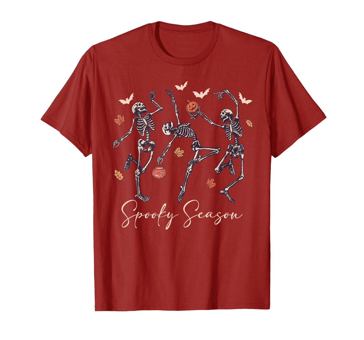 Funny Dancing Skeleton Halloween Pumpkin Spooky Season T-Shirt