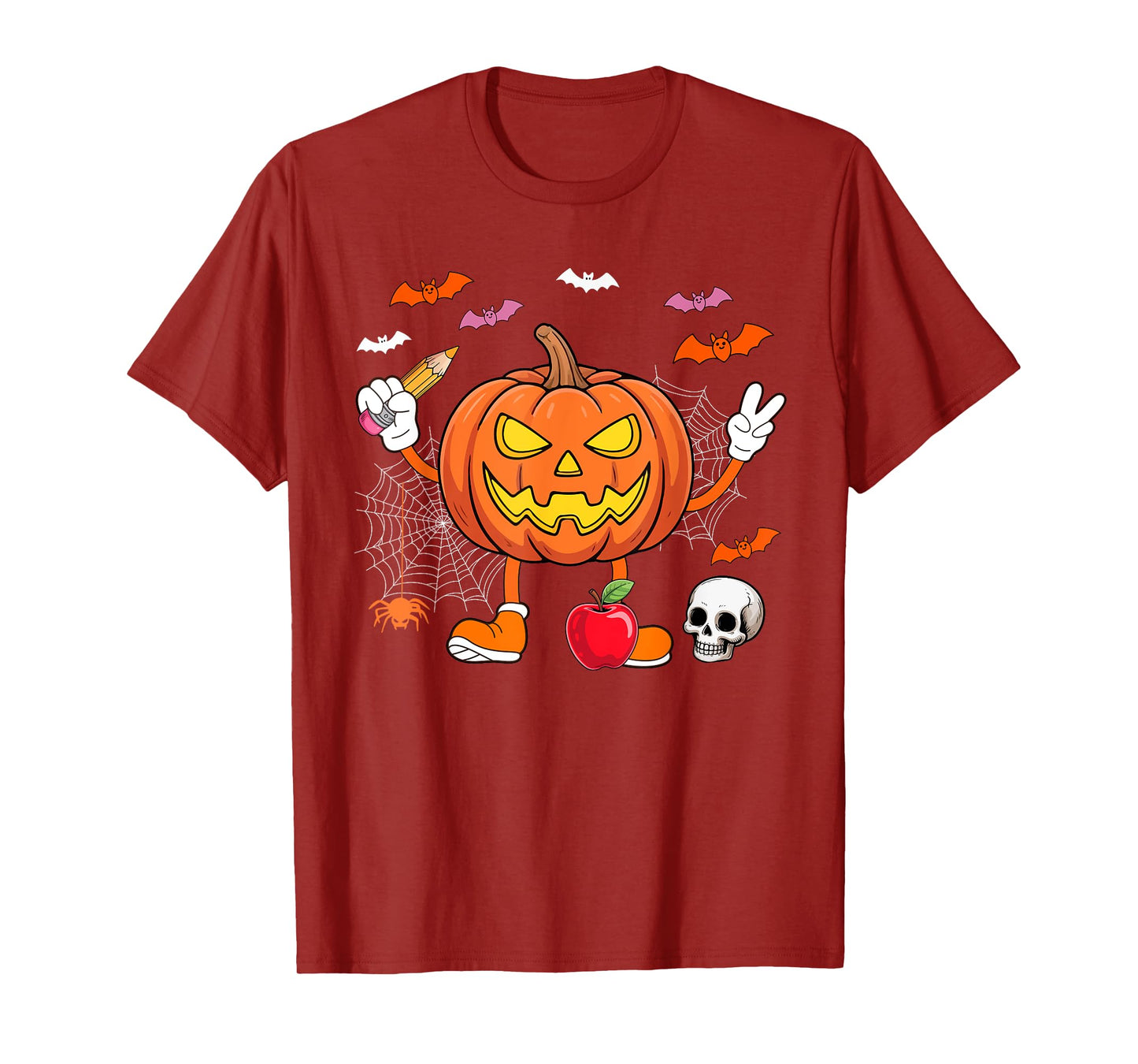 Teacher Job Horror Carved Pumpkin Halloween Costume Team T-Shirt