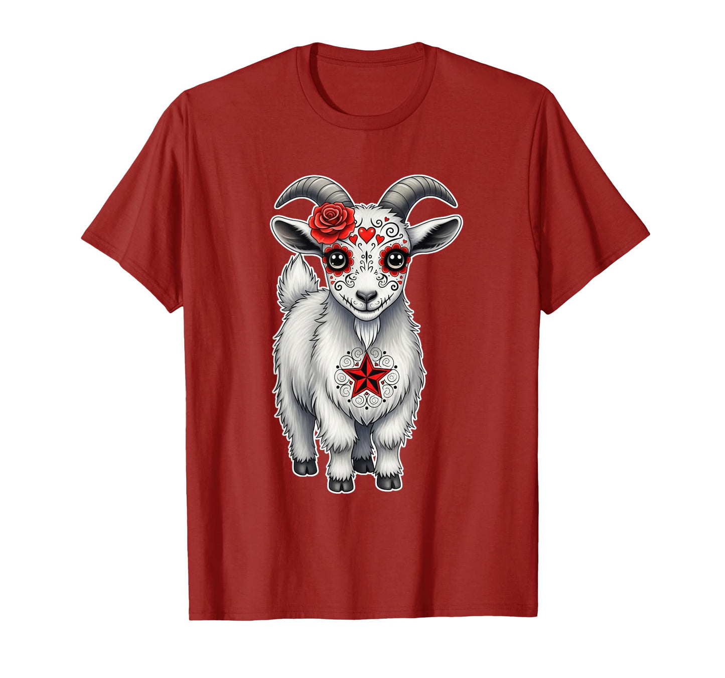 Sugar Skull Goat Halloween Graphic T-Shirt