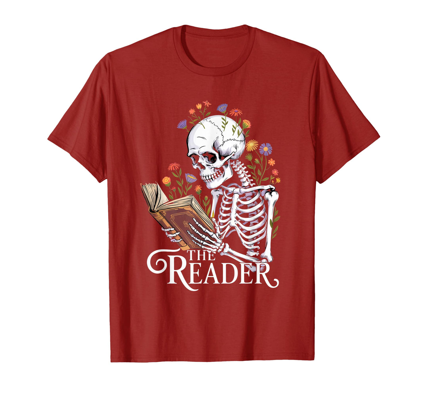 Tarot Card The Reader Skeleton Reading Book Bookworm Bookish T-Shirt
