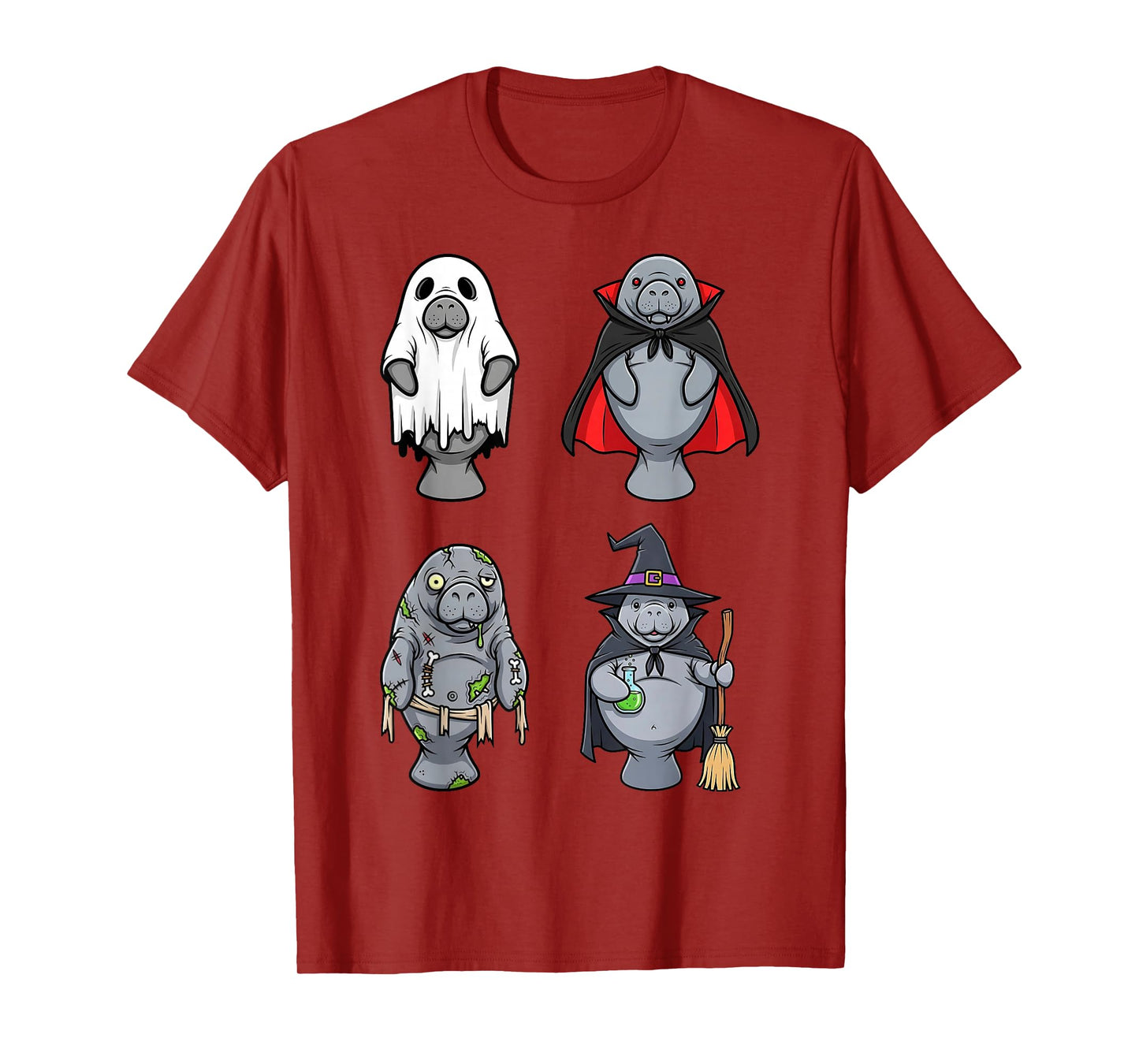 Funny Manatee Ghost Witch Zombie Vampire Halloween Costume T-Shirt