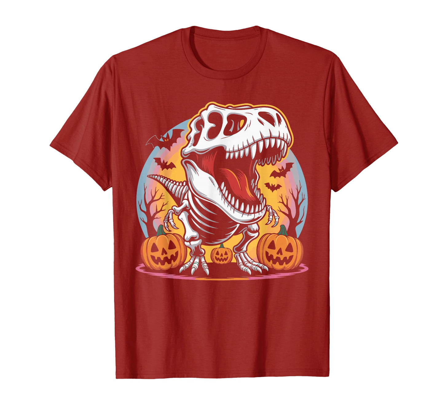 Spooky T Rex Dinosaur Skeleton Pumpkin Haunted Halloween T-Shirt