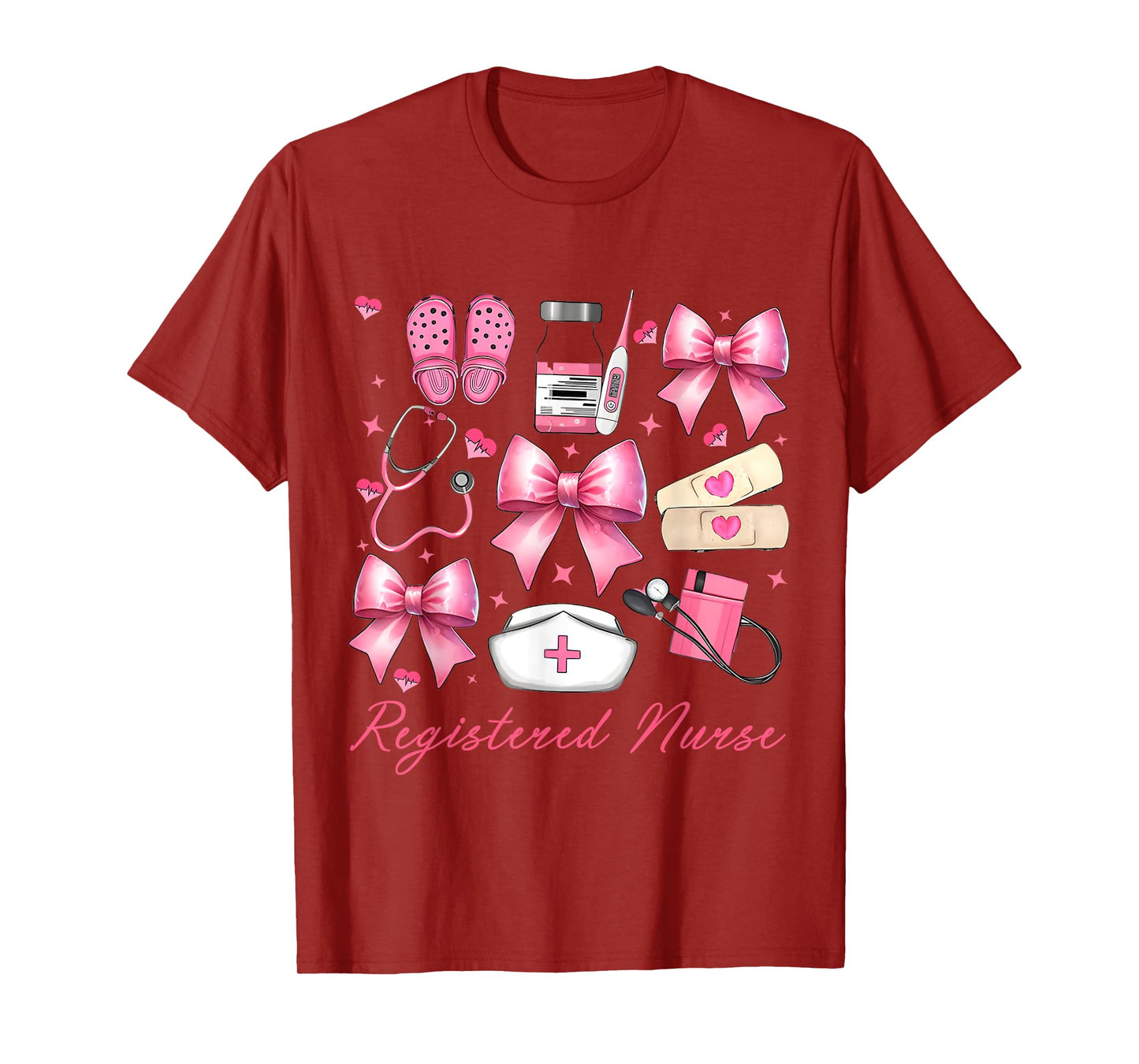 Cute Pink Coquette Bow Girly Registered Nurse T-Shirt