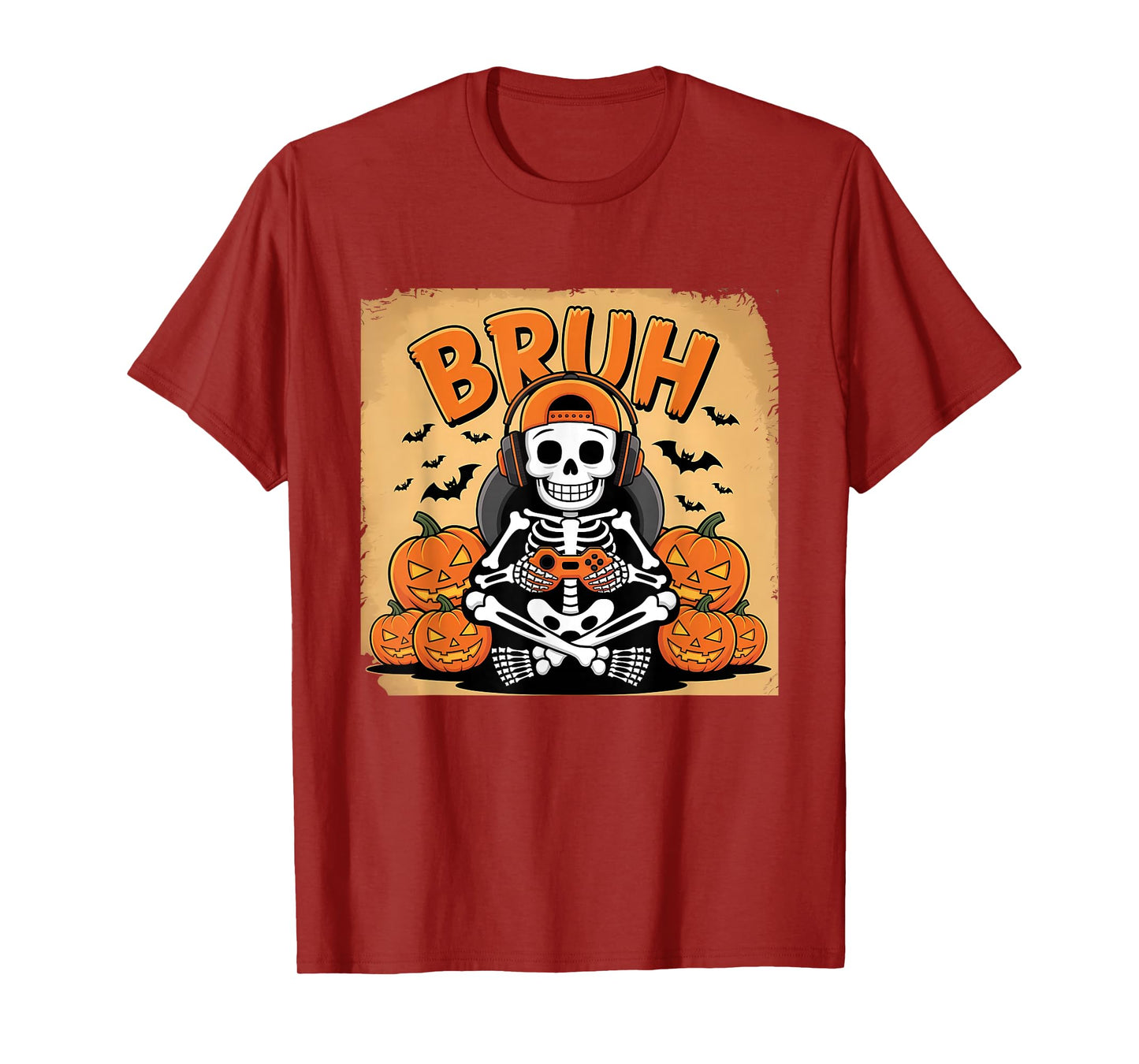 Halloween Skeleton Video Gaming Gamer Teens Boys & Men T-Shirt