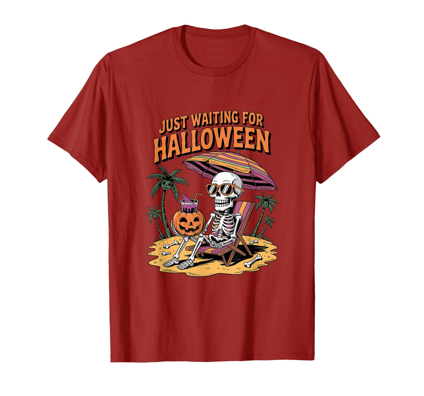 Spooky Summer Skeleton Just Waiting for Halloween T-Shirt