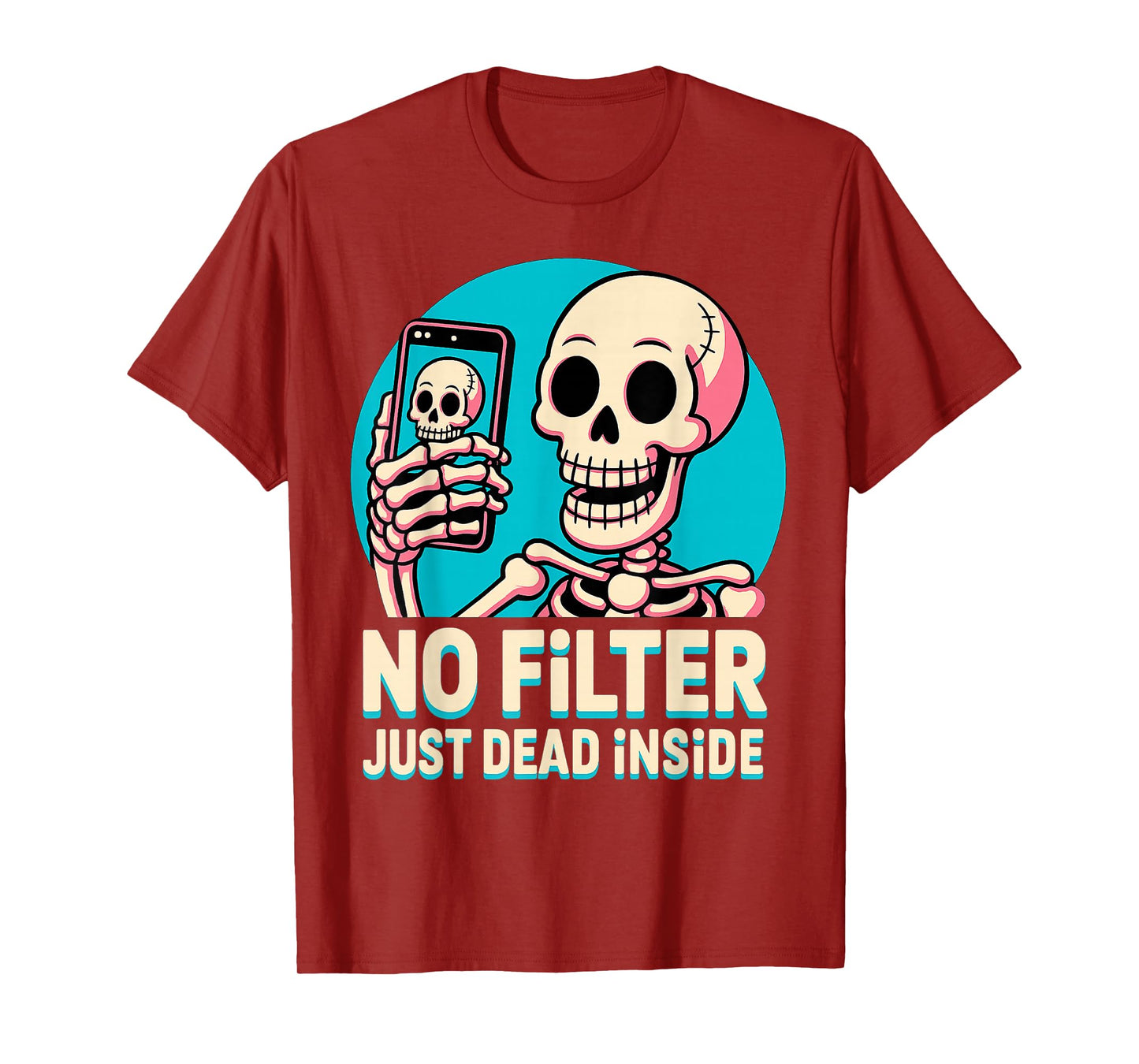 Undead Skeleton Selfie Dead Inside Retro Halloween Meme T-Shirt
