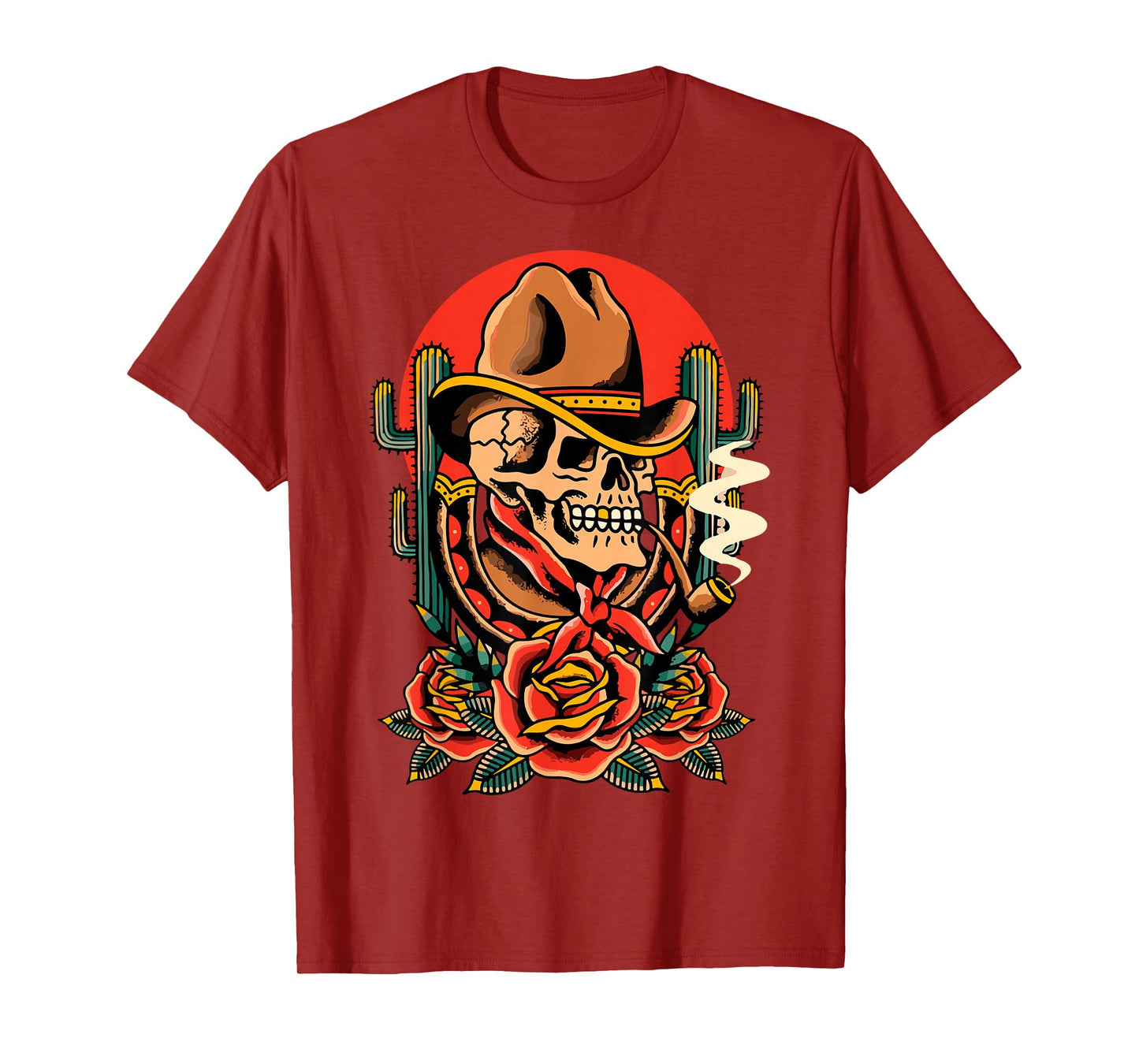 Cowboy Skeleton American Traditional Old School Tattoo Ink T-Shirt