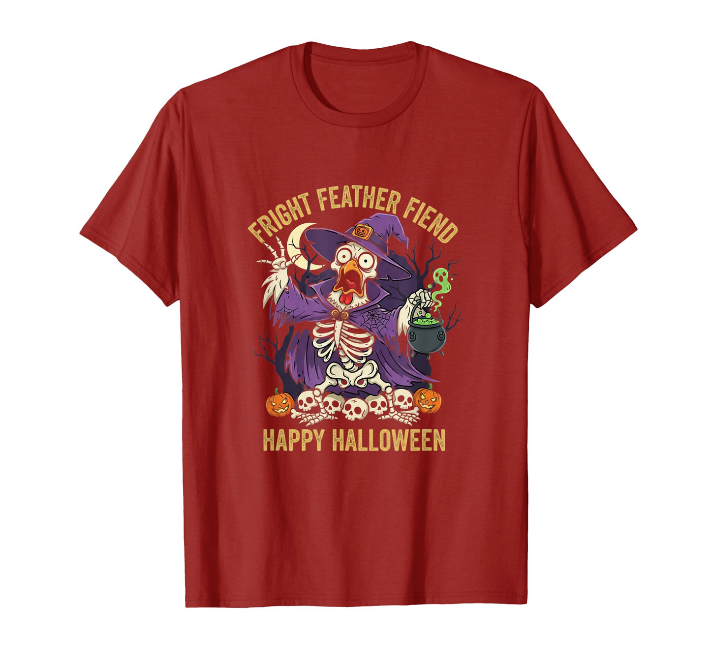 Chicken, F-Caw-F Funny Skeleton Bird Moon Gothic Adult Humor T-Shirt