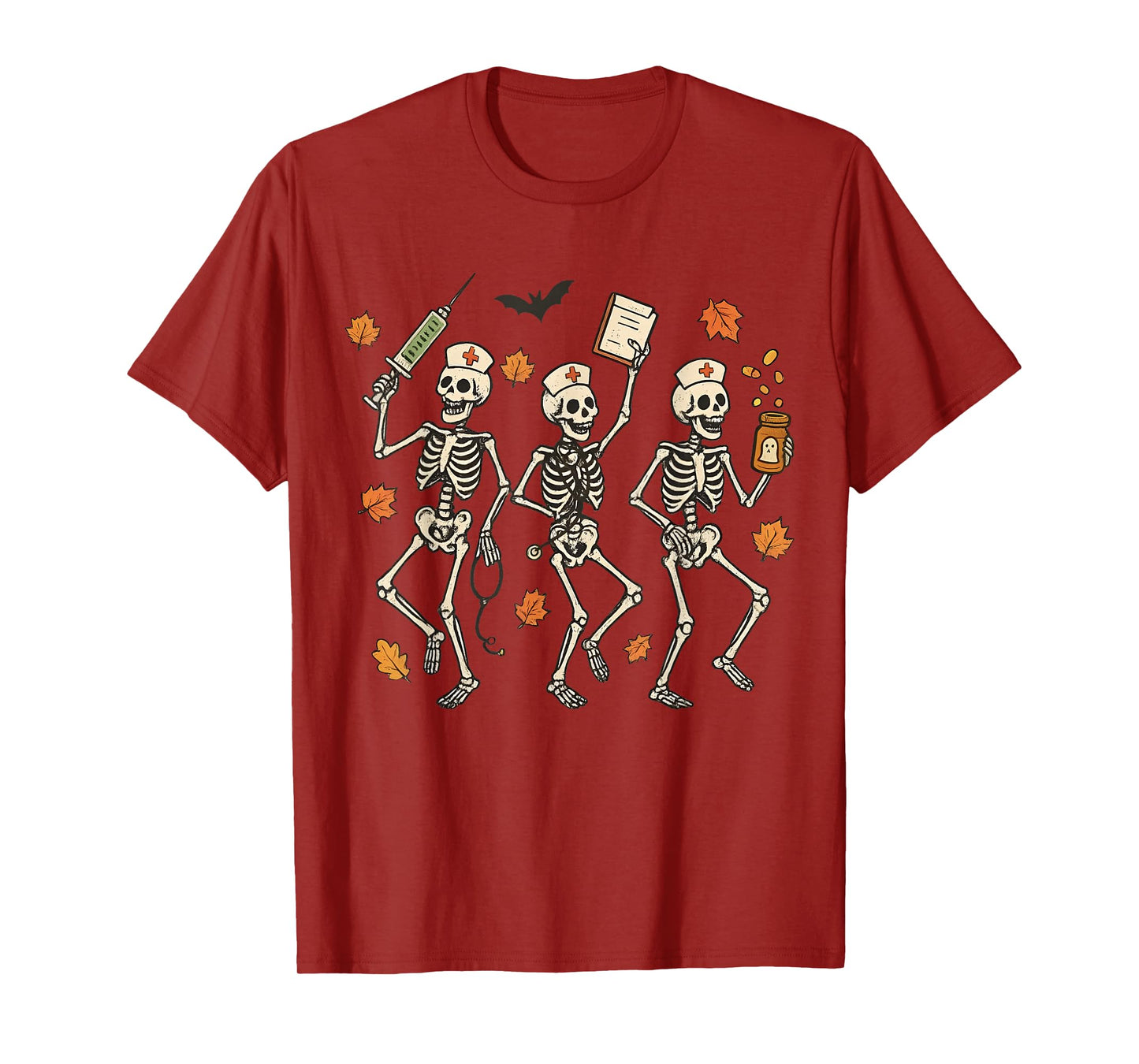 Funny Halloween Nurse Skeleton Dancing Spooky Season T-Shirt