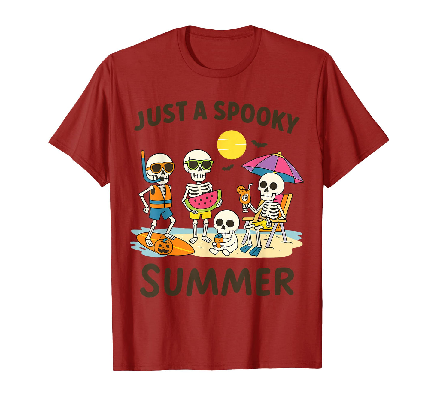 Spooky Summer Beach Skeleton Halloween Tee T-Shirt