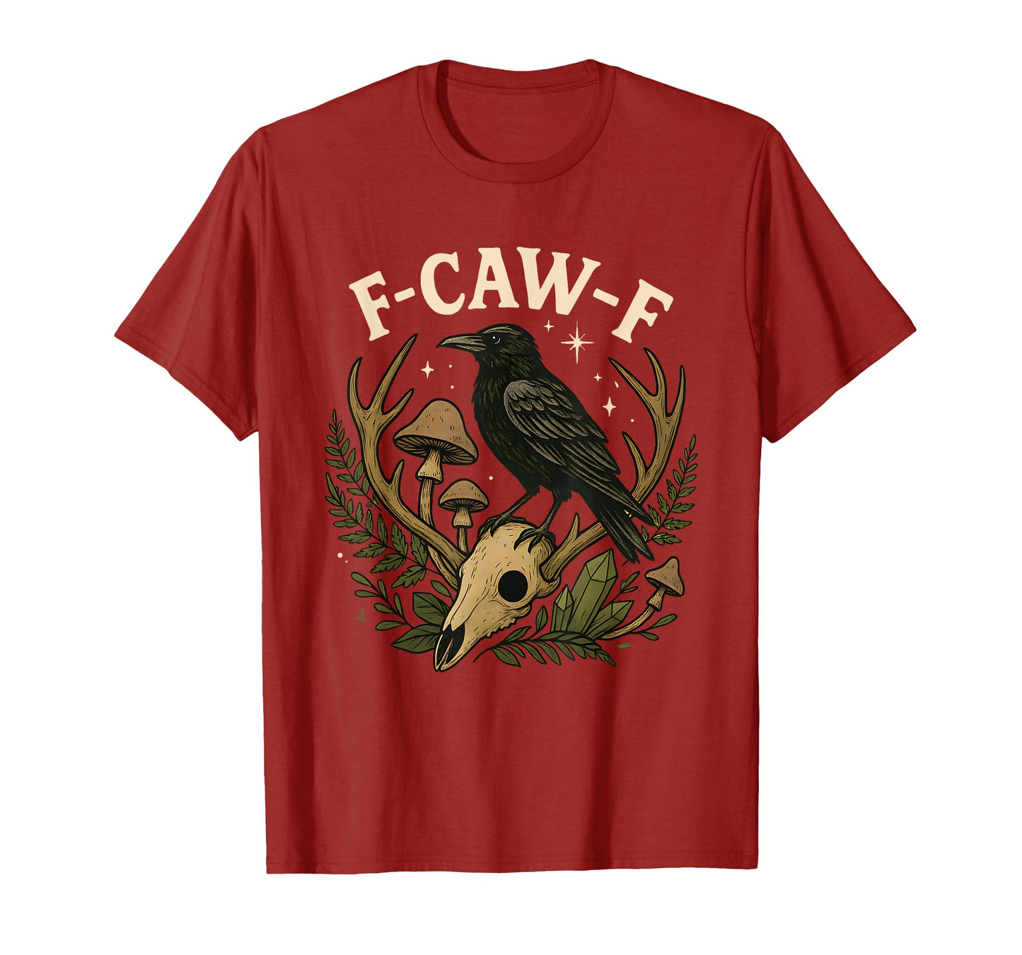 Black Crow F-Caw-F Funny Halloween Moon Gothic Adult Humor T-Shirt