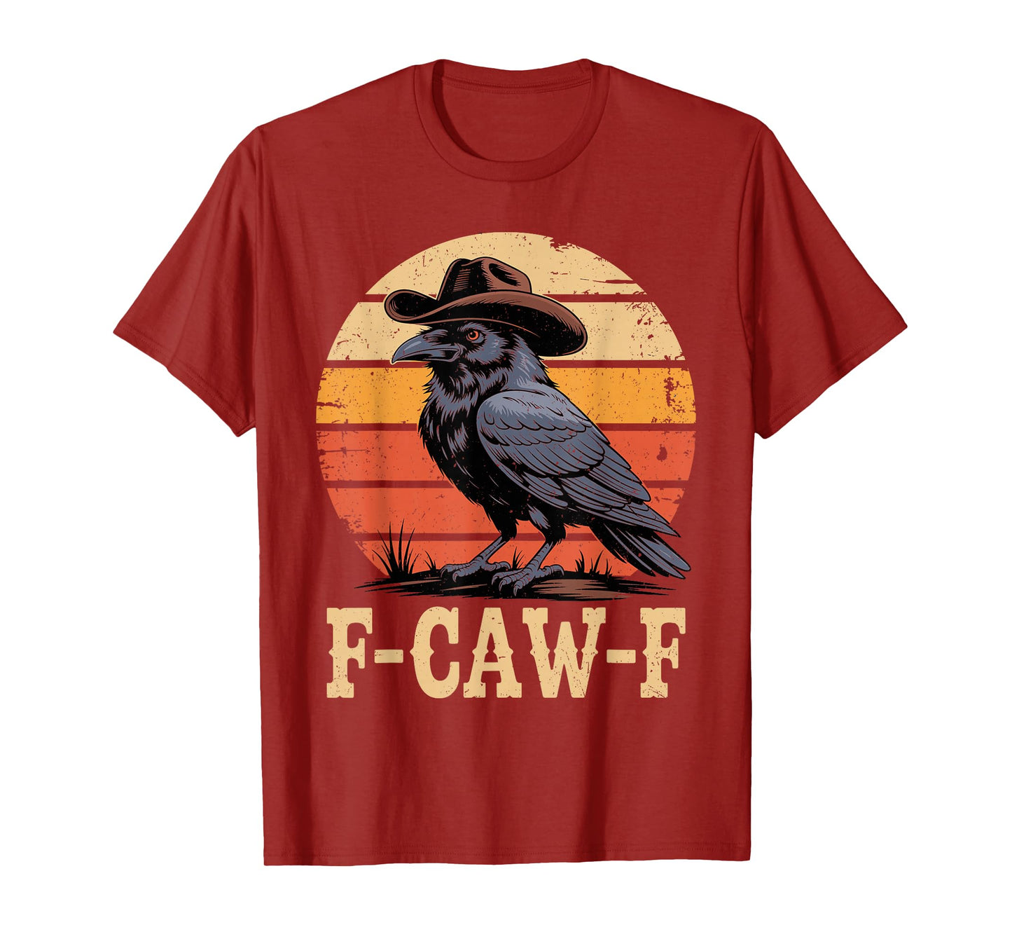 Funny F-Caw-F Crow Cowboy Western Retro Funny FCAWF Meme T-Shirt