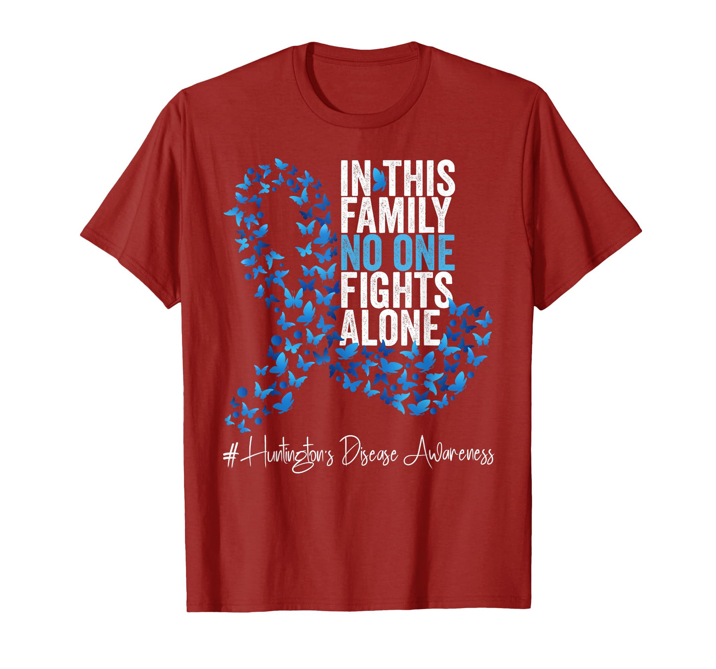 Huntington's disease Awareness Month Blue Ribbon Butterflies T-Shirt