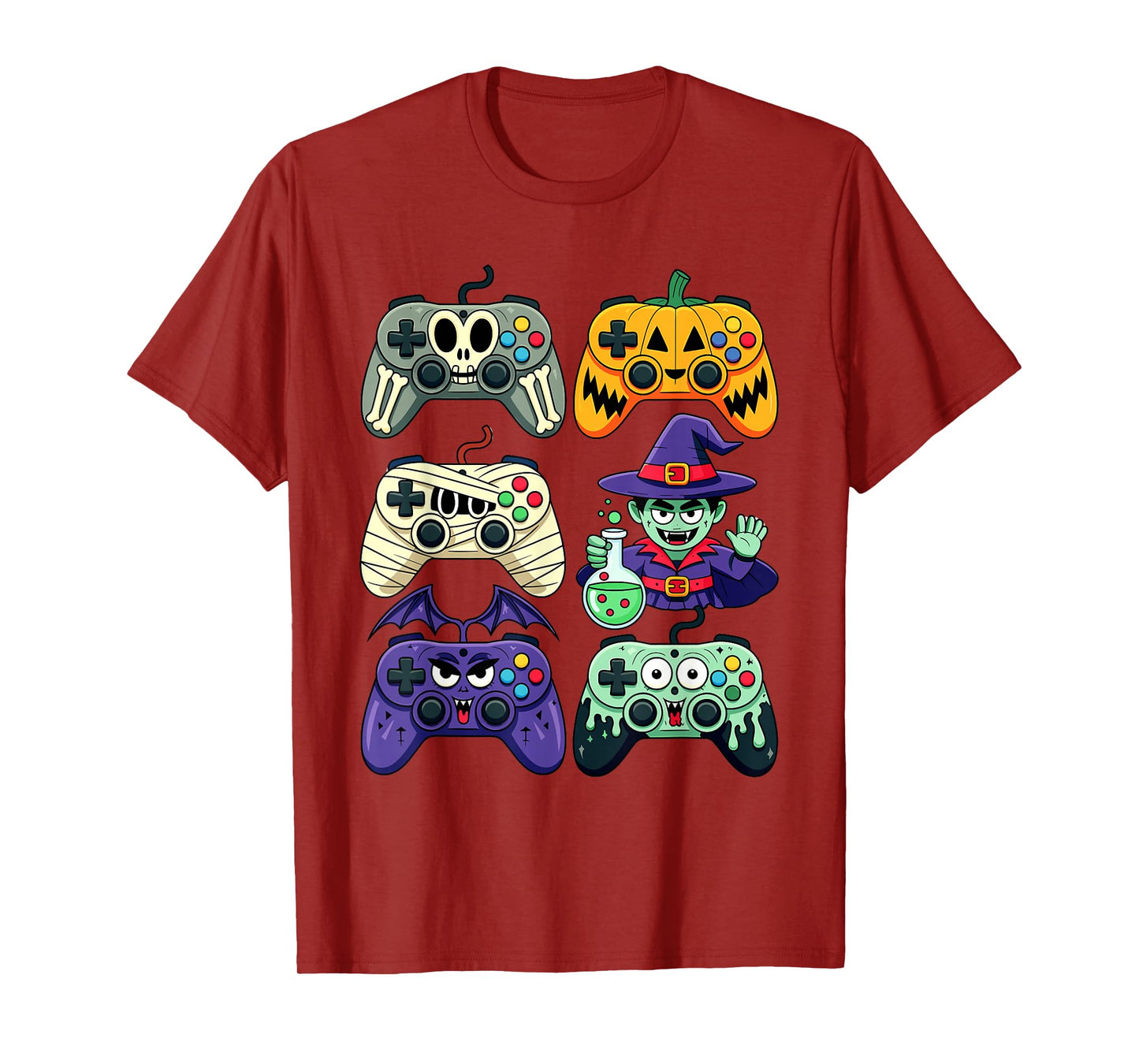 Halloween Zombie Skeleton Gamer Controller Boys Fun T-Shirt