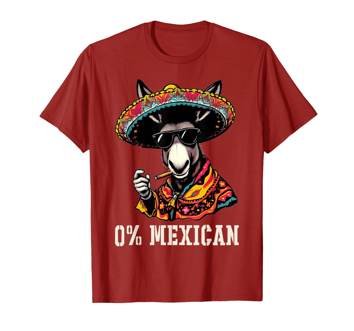 0% Mexican Cinco de Mayo Funny Donkey Fiesta Sombrero T-Shirt