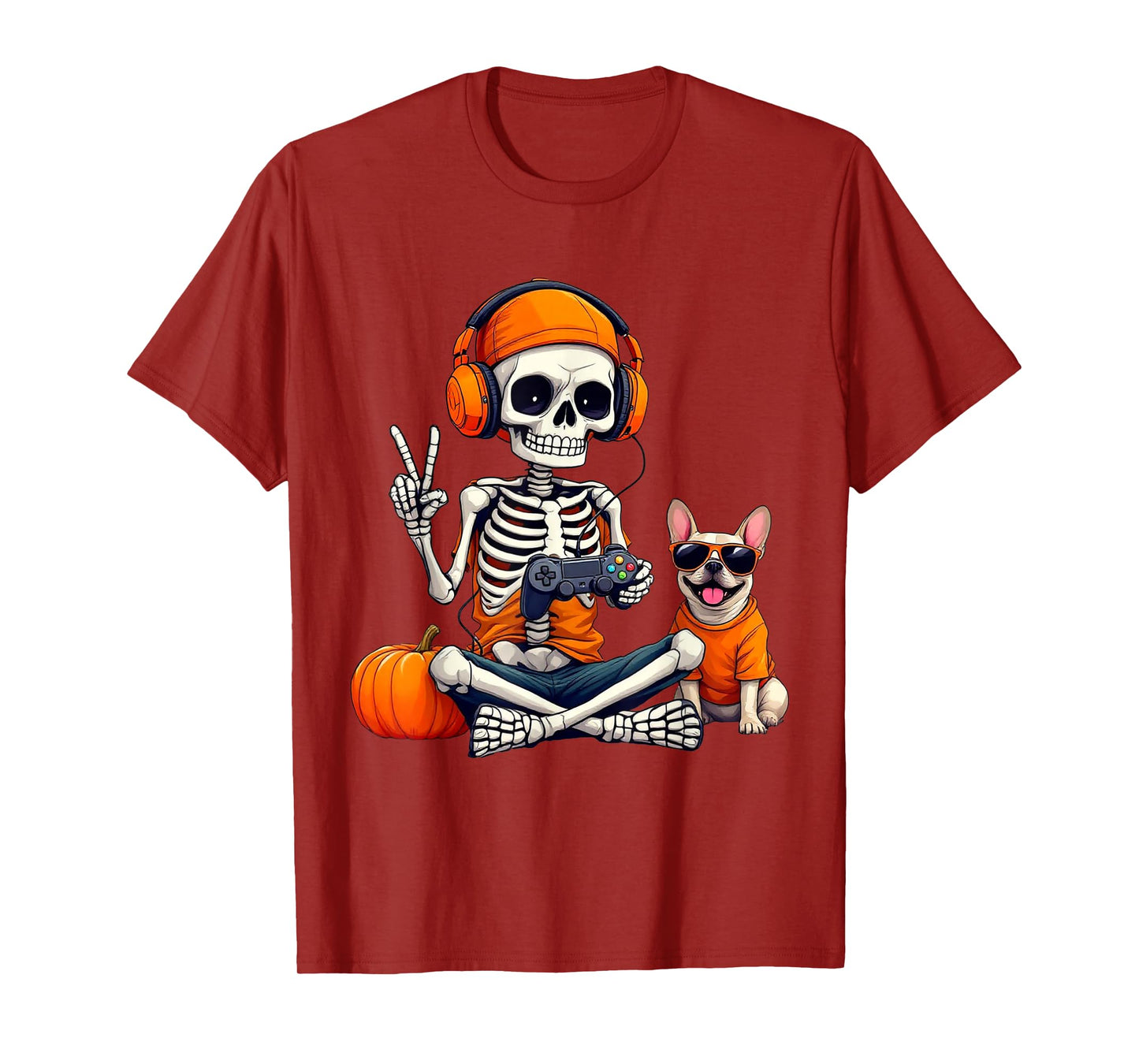 Halloween Skeleton Gamer Video Gaming Boys Men Kids Tees T-Shirt