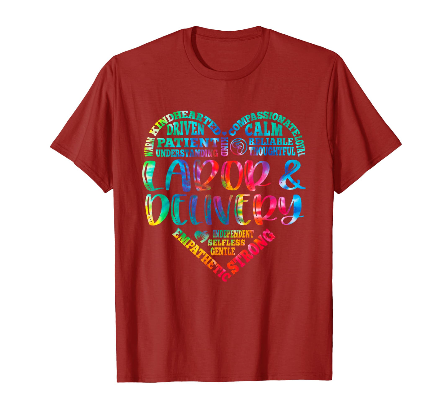 Tie Dye Typography Heart Labor and Delivery Nurse L&D Nurse T-Shirt