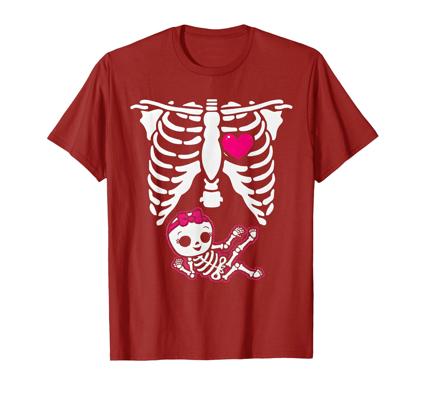 Halloween Skeleton Pregnancy Baby Girl X-Ray Funny Pregnant T-Shirt