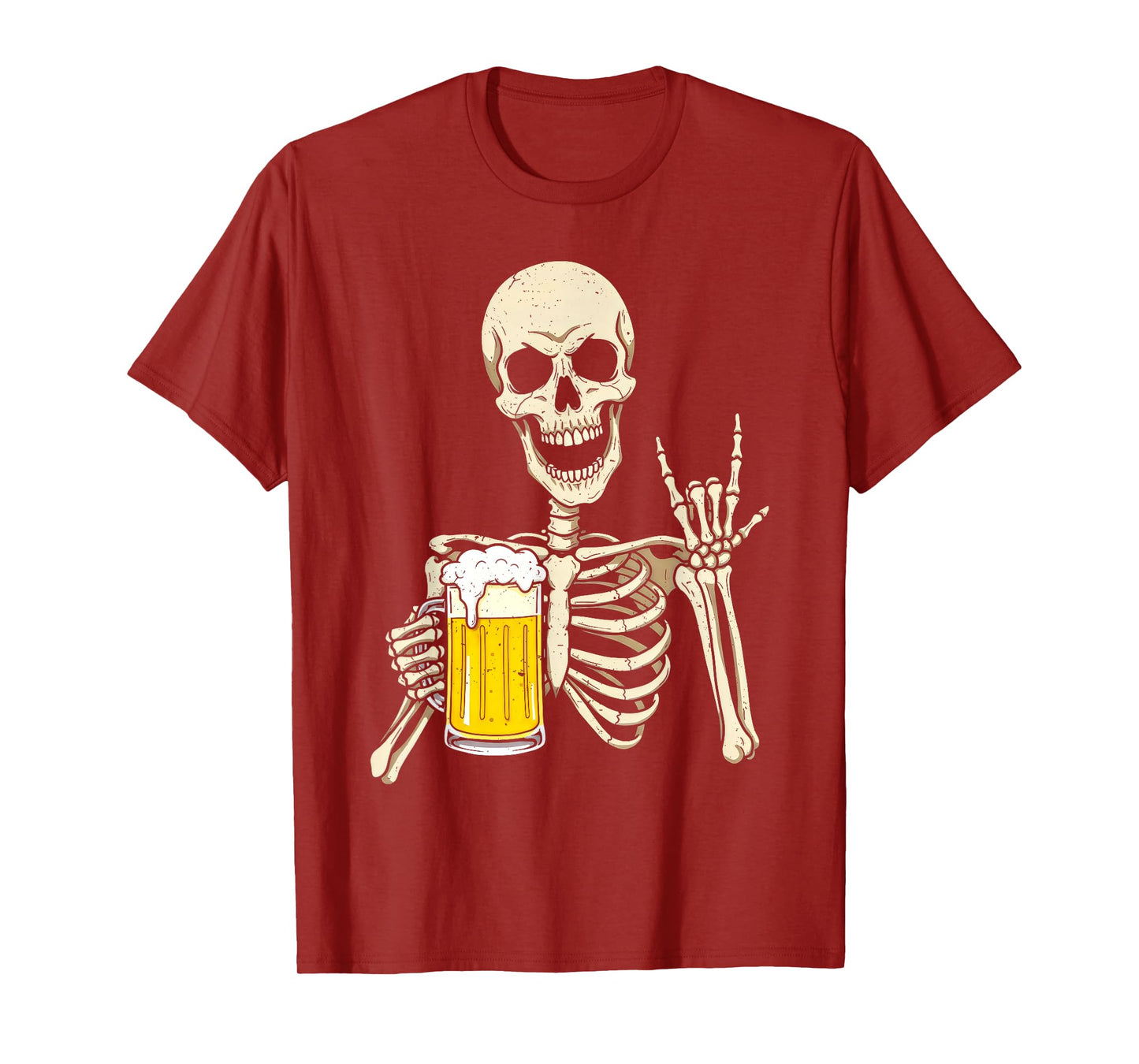 Skeleton Drinking Beer Funny Halloween Costume Party Spooky T-Shirt