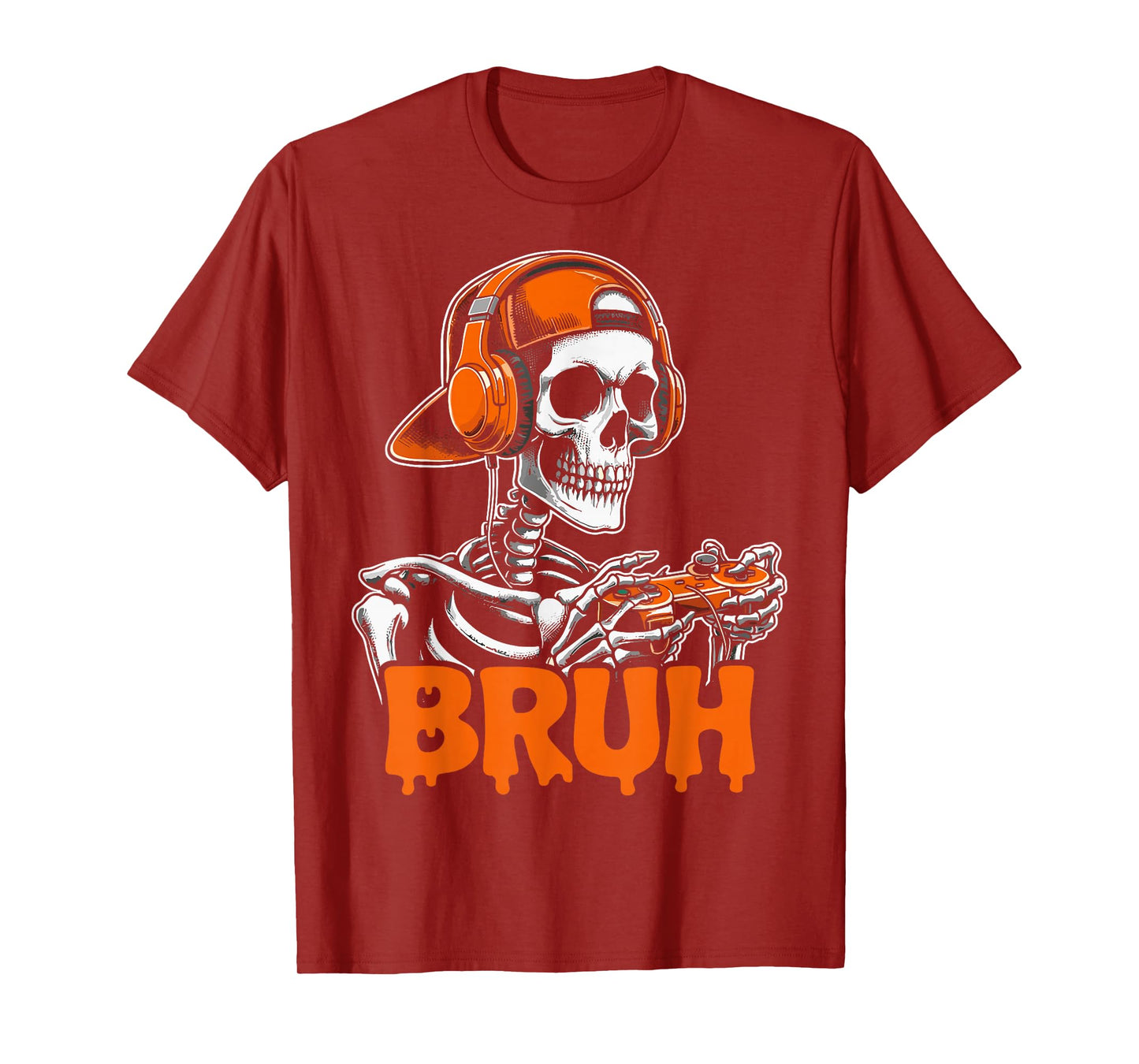 Halloween Bruh Skeleton Gamer Boys Video Gaming T-Shirt