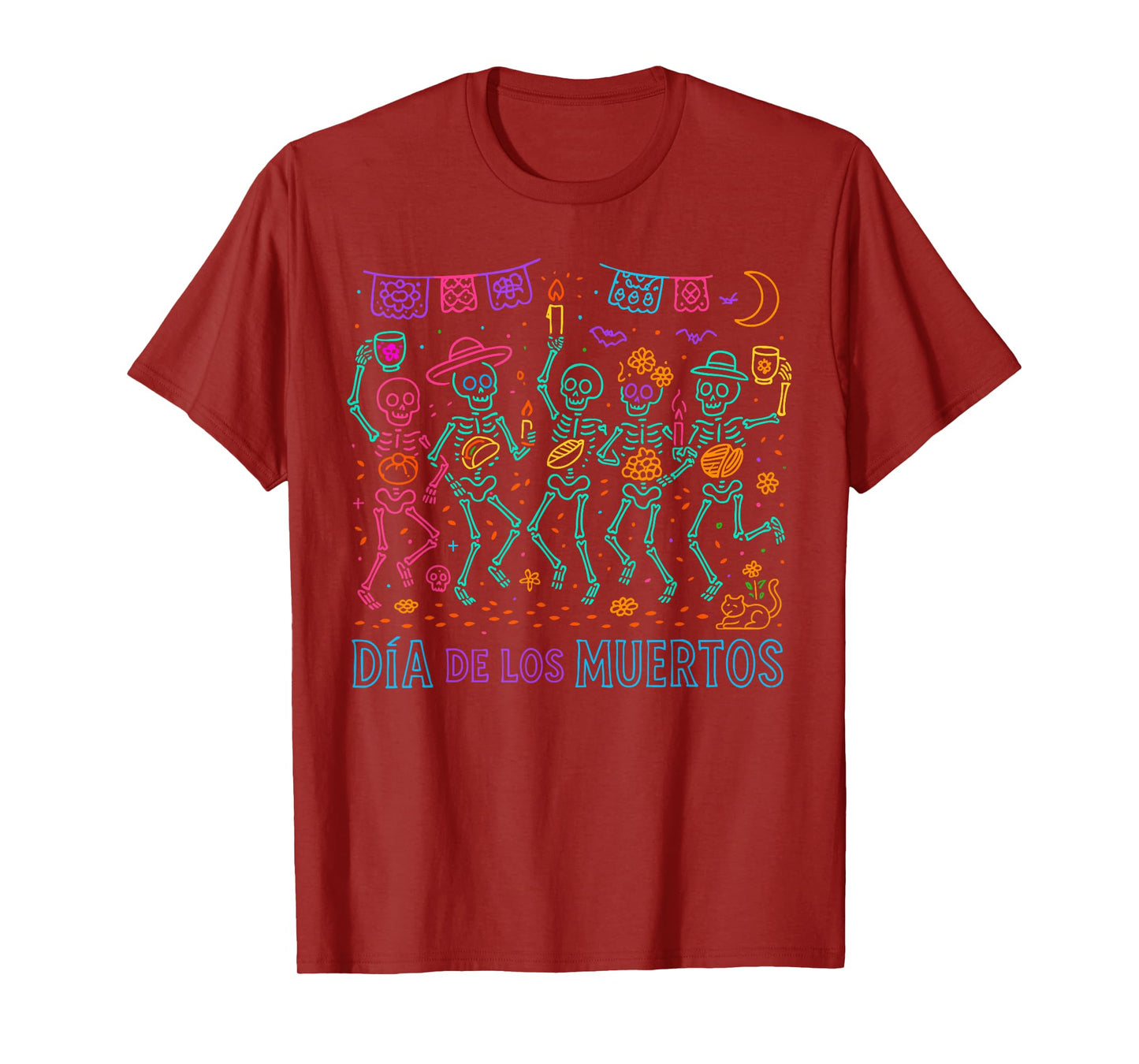 Skeleton Dancing Dia De Los Muertos Mexican Day of Dead T-Shirt