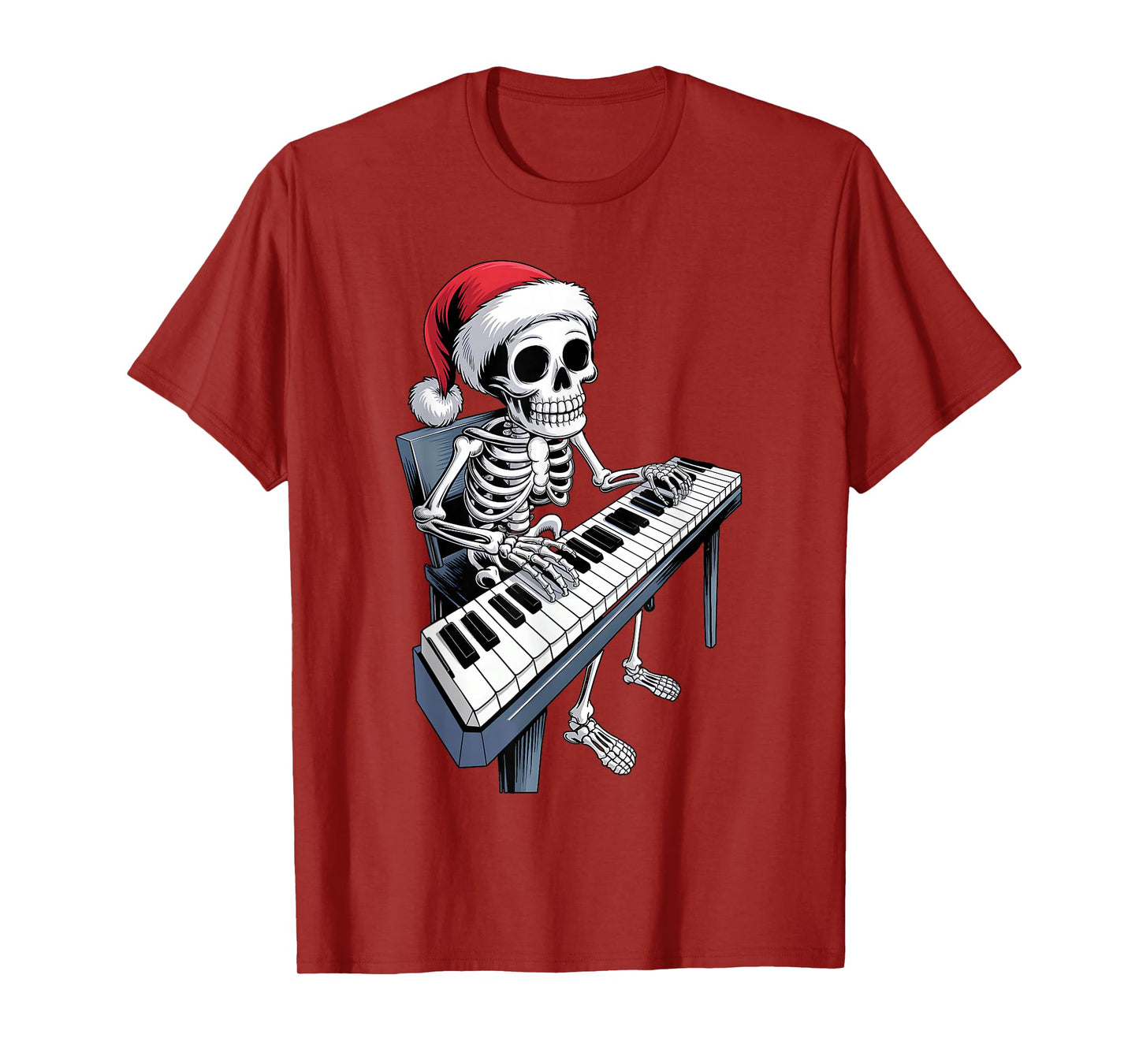 Xmas Santa Skeleton Playing Piano Funny Christmas Boys Kids T-Shirt