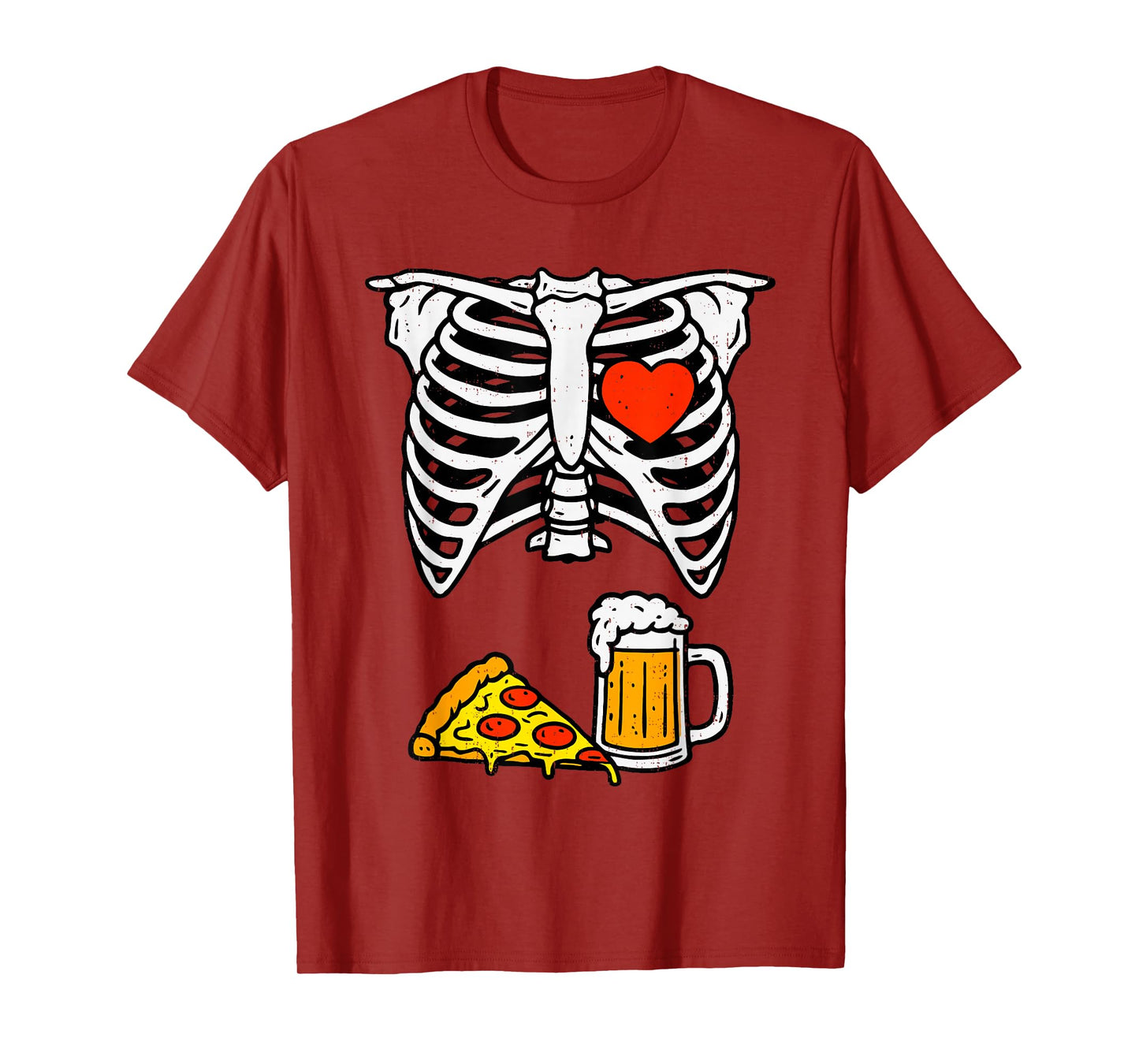 Funny Dad Skeleton Beer Pizza Halloween Costume Mens Father T-Shirt