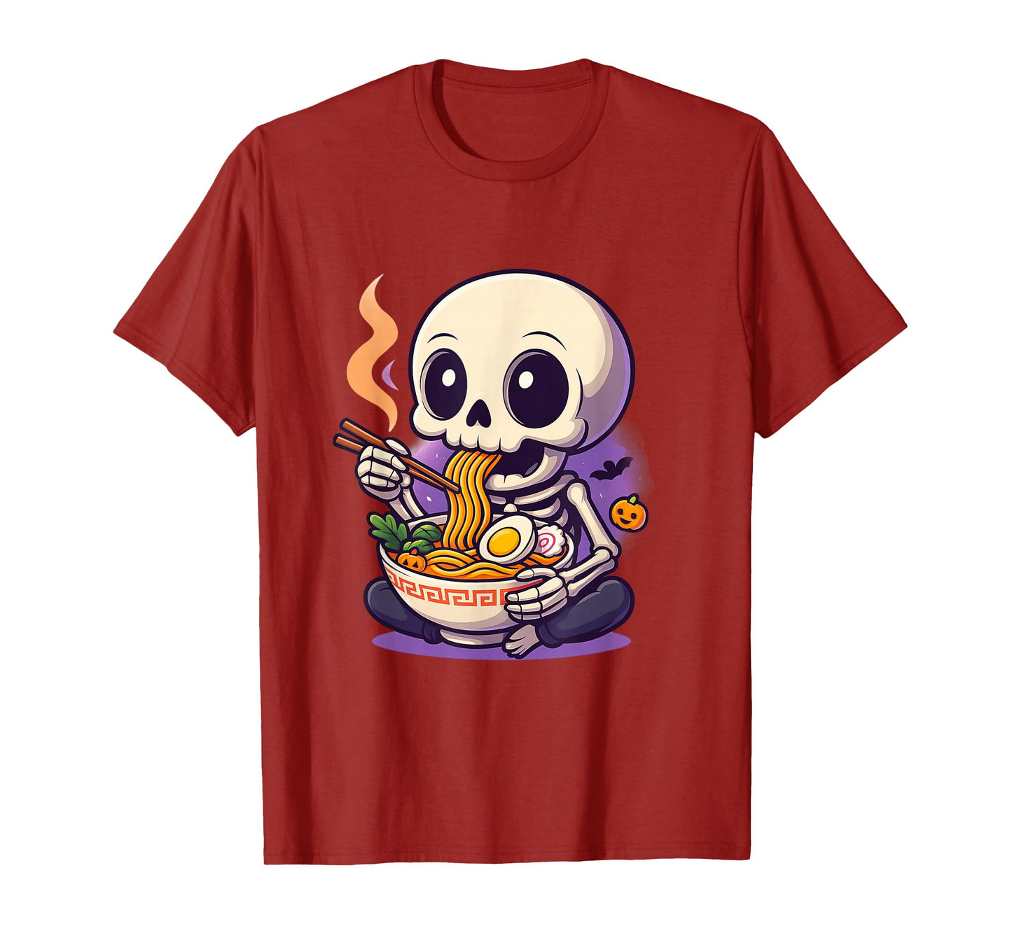 Cute Kawaii Skeleton Eating Ramen Halloween T-Shirt