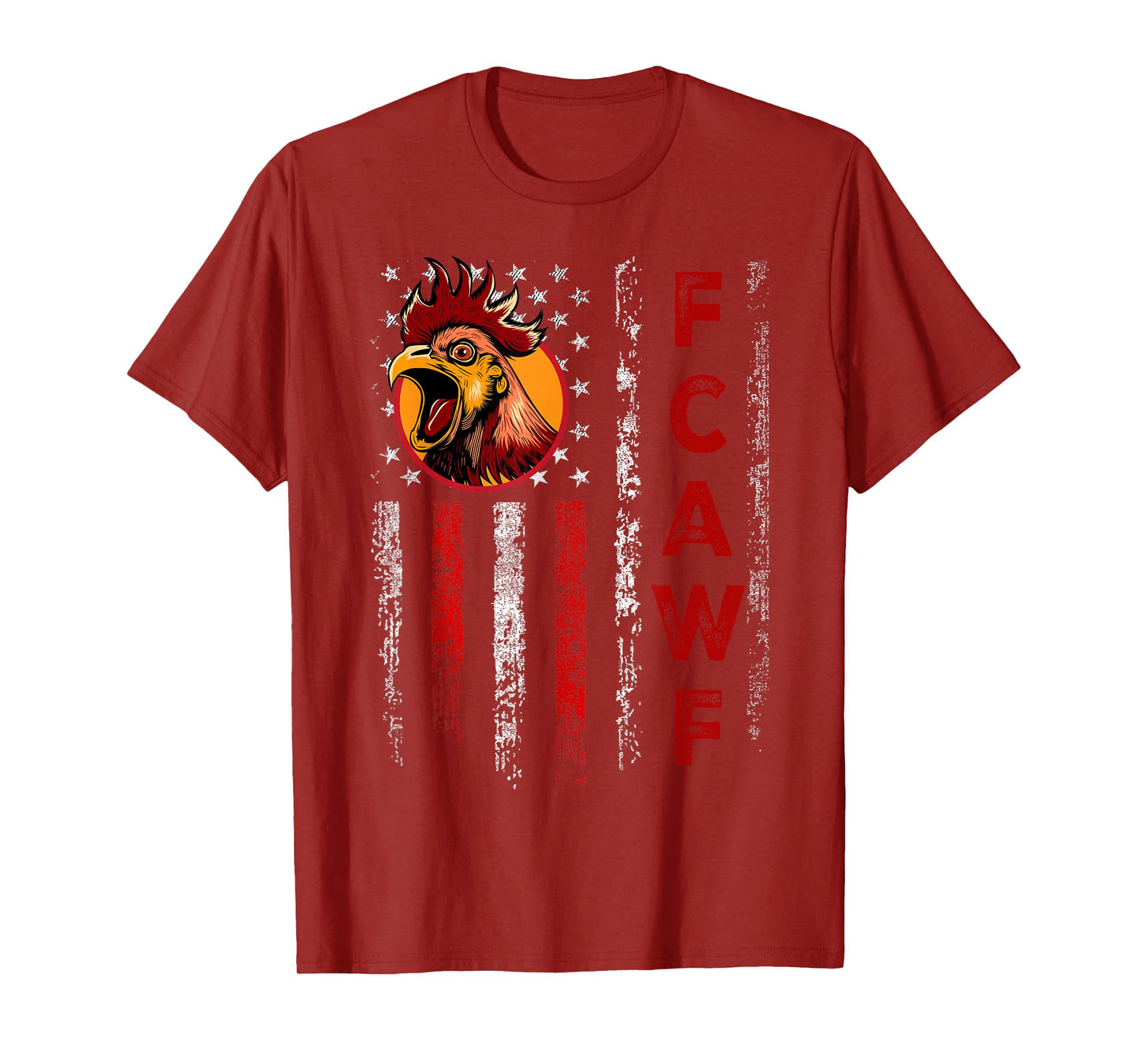 F-Caw-F Funny Chicken Humor F-Caw-F Rooster Vintage US Flag T-Shirt