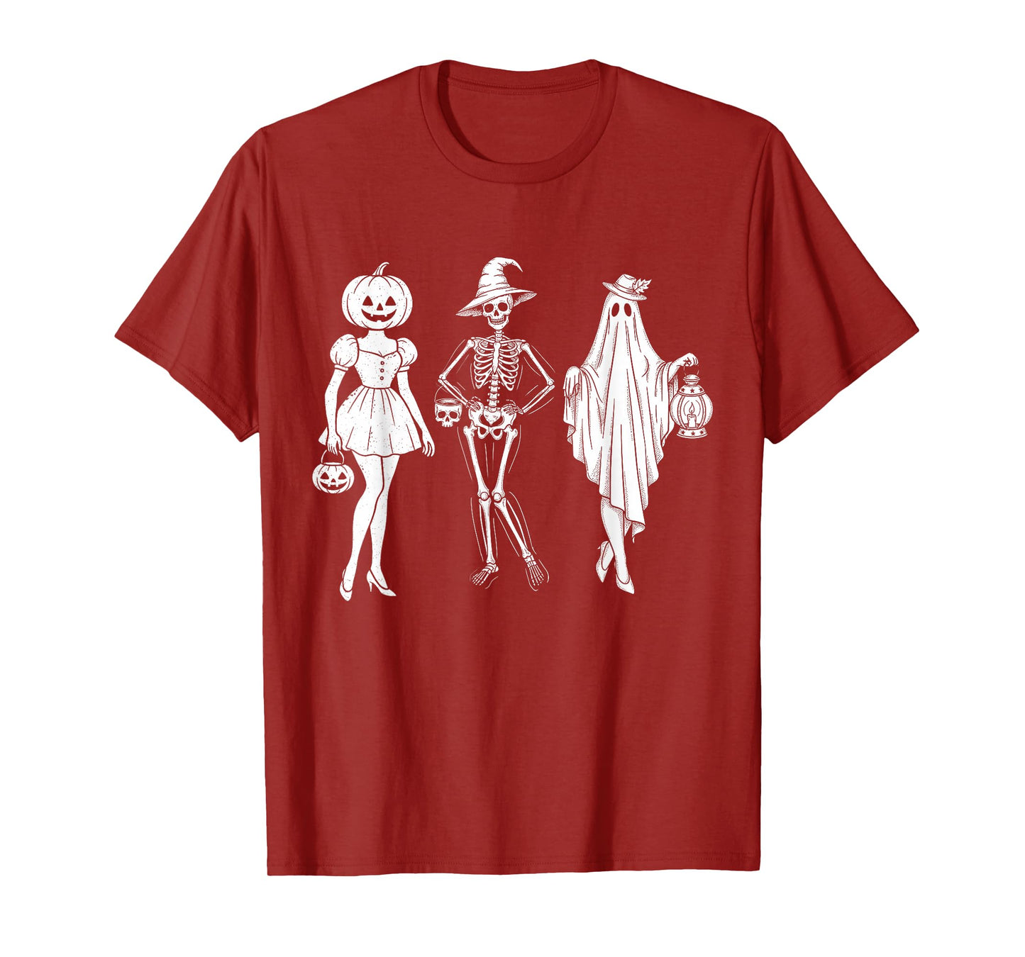 Spooky Girls Halloween Squad Skeleton Ghost Pumpkin Fall T-Shirt