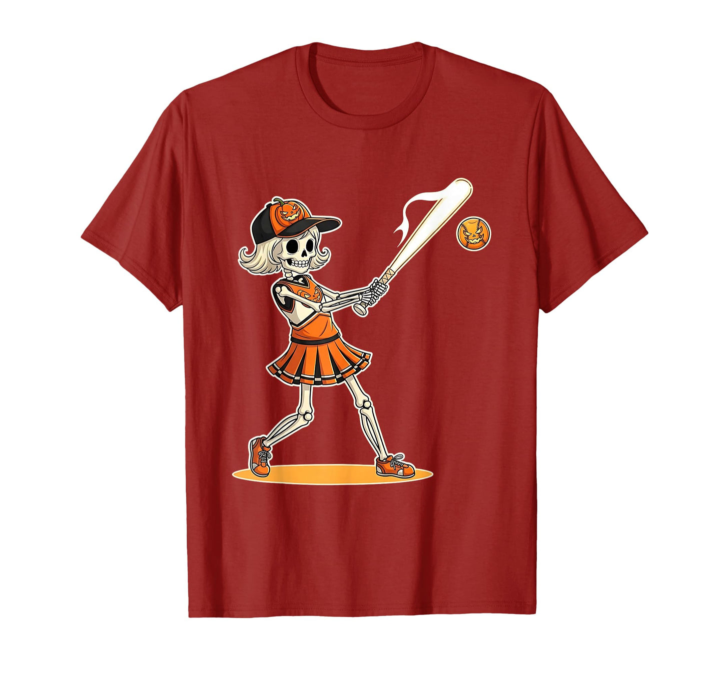Spooky Softball Skeleton Halloween Sporty Costume Women T-Shirt