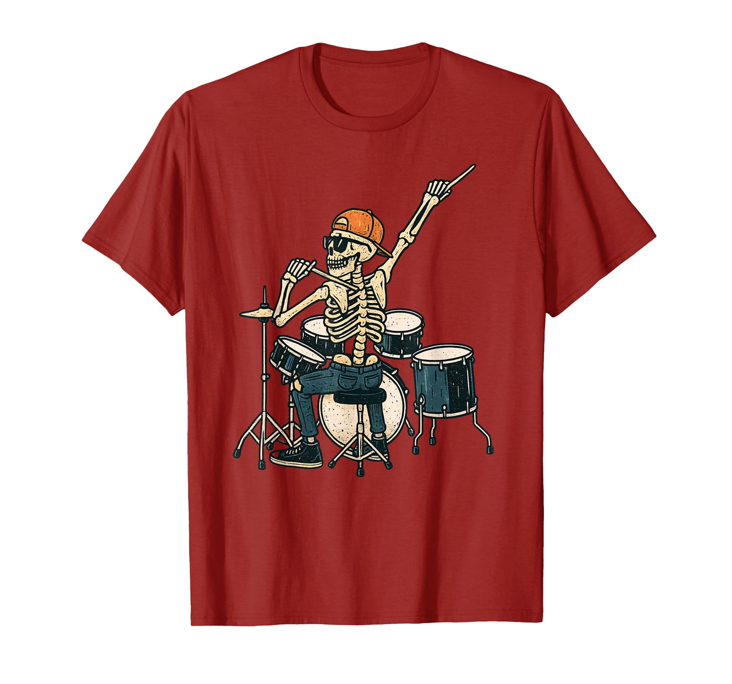 Vintage Halloween Skeleton Drummer Funny Spooky Costume T-Shirt