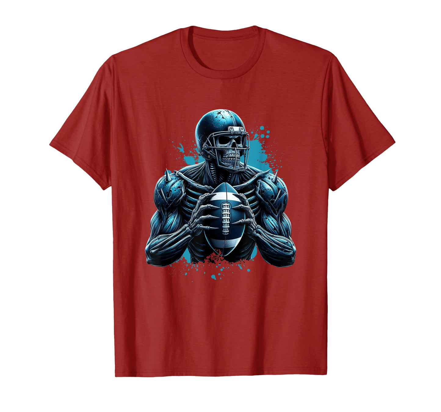 Muscular Skeleton Football Player Spiked Armor Halloween T-Shirt