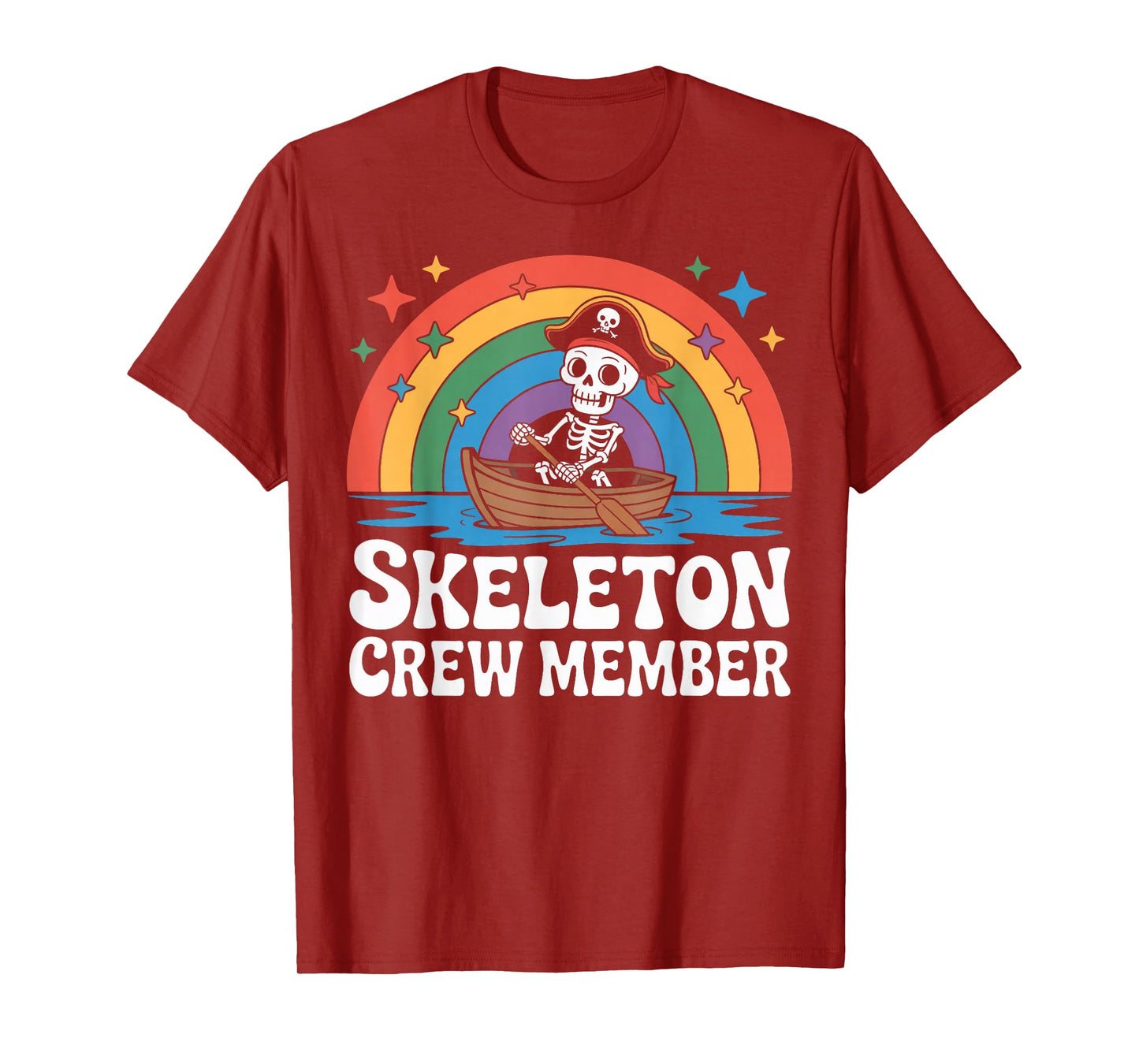 Skeleton Crew Member Tiny Pirate Captain Rowing Boat T-Shirt