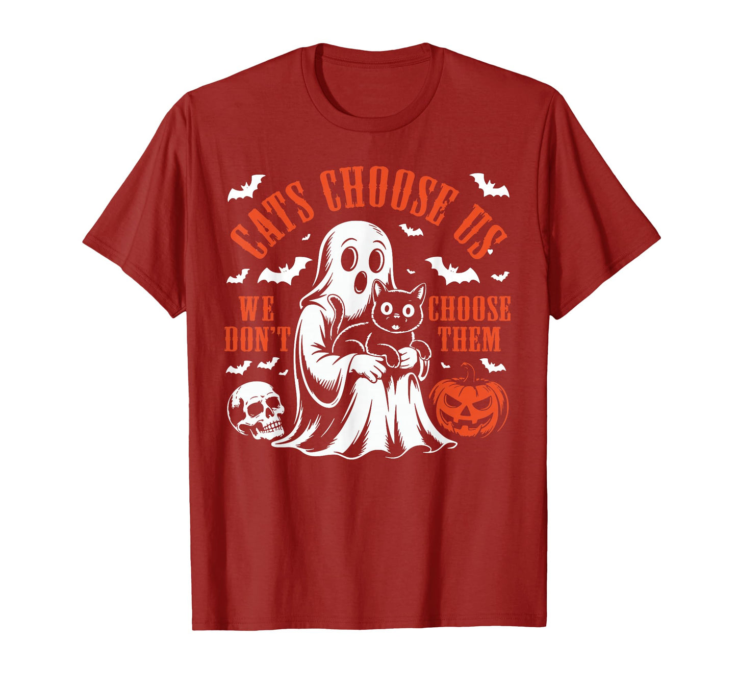 Halloween Skeleton Black Cats Choose us we Don’t Choose Them T-Shirt