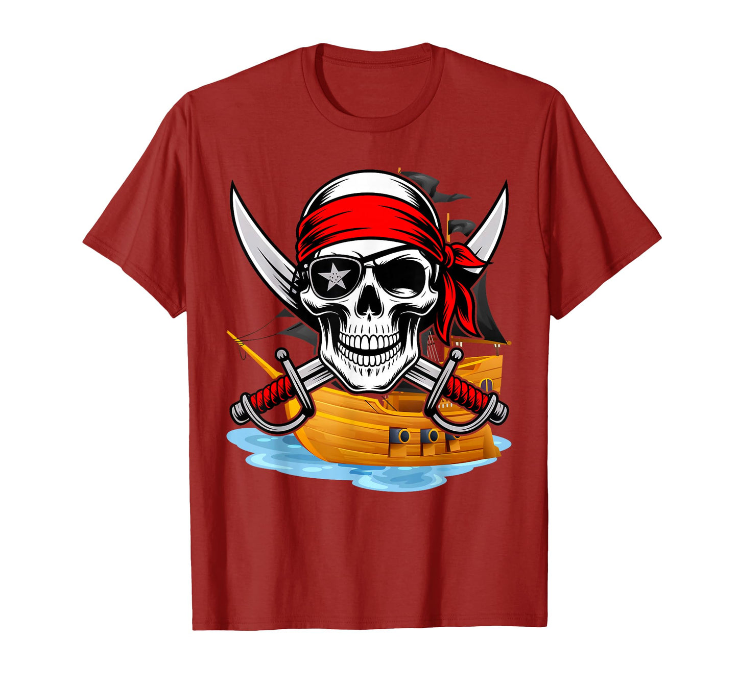 Pirate Flag Skull and Crossbones Skeleton Graphic Halloween T-Shirt