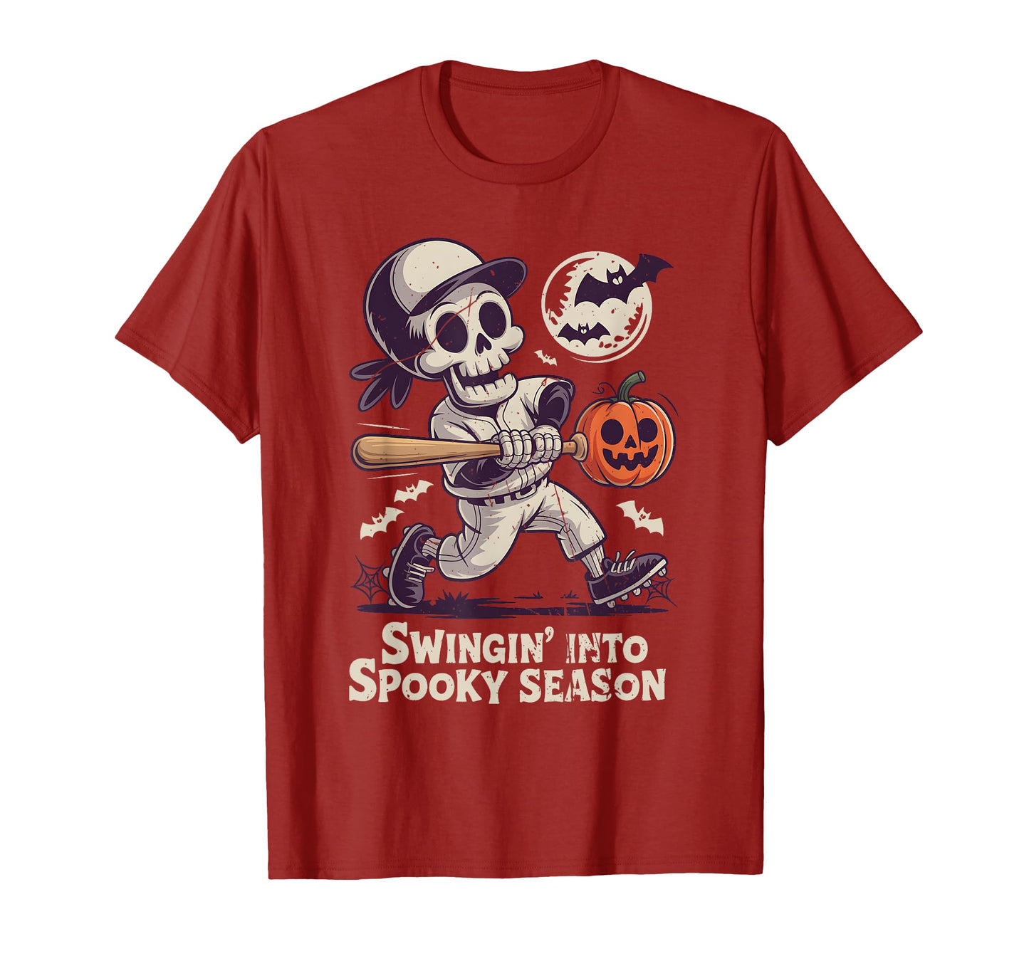 Halloween Skeleton Baseball Spooky Season Men Boys Kids T-Shirt
