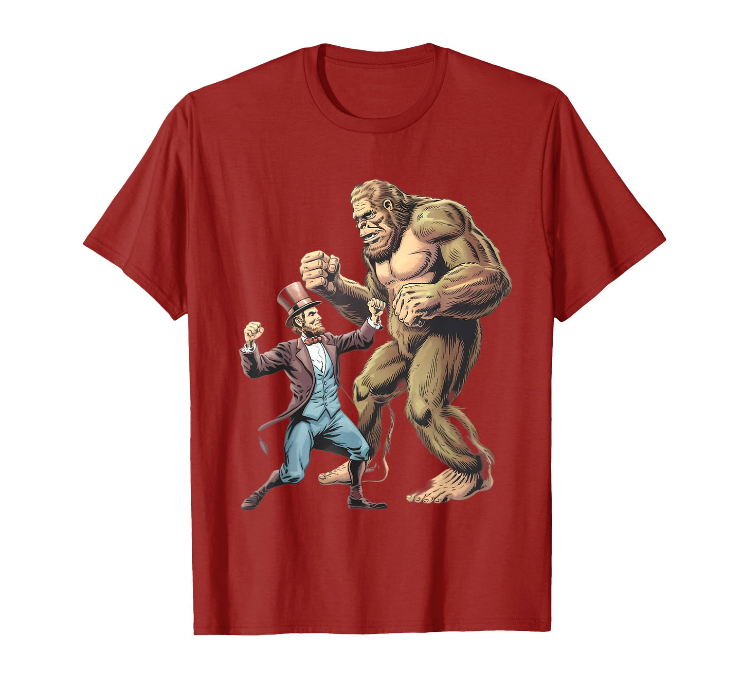 Abraham Lincoln Fighting Bigfoot T-Shirt