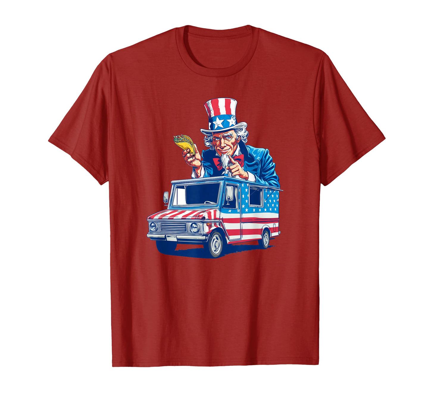 Cool Taco Truck with Sam for Patriotic Vehicles Lovers T-Shirt