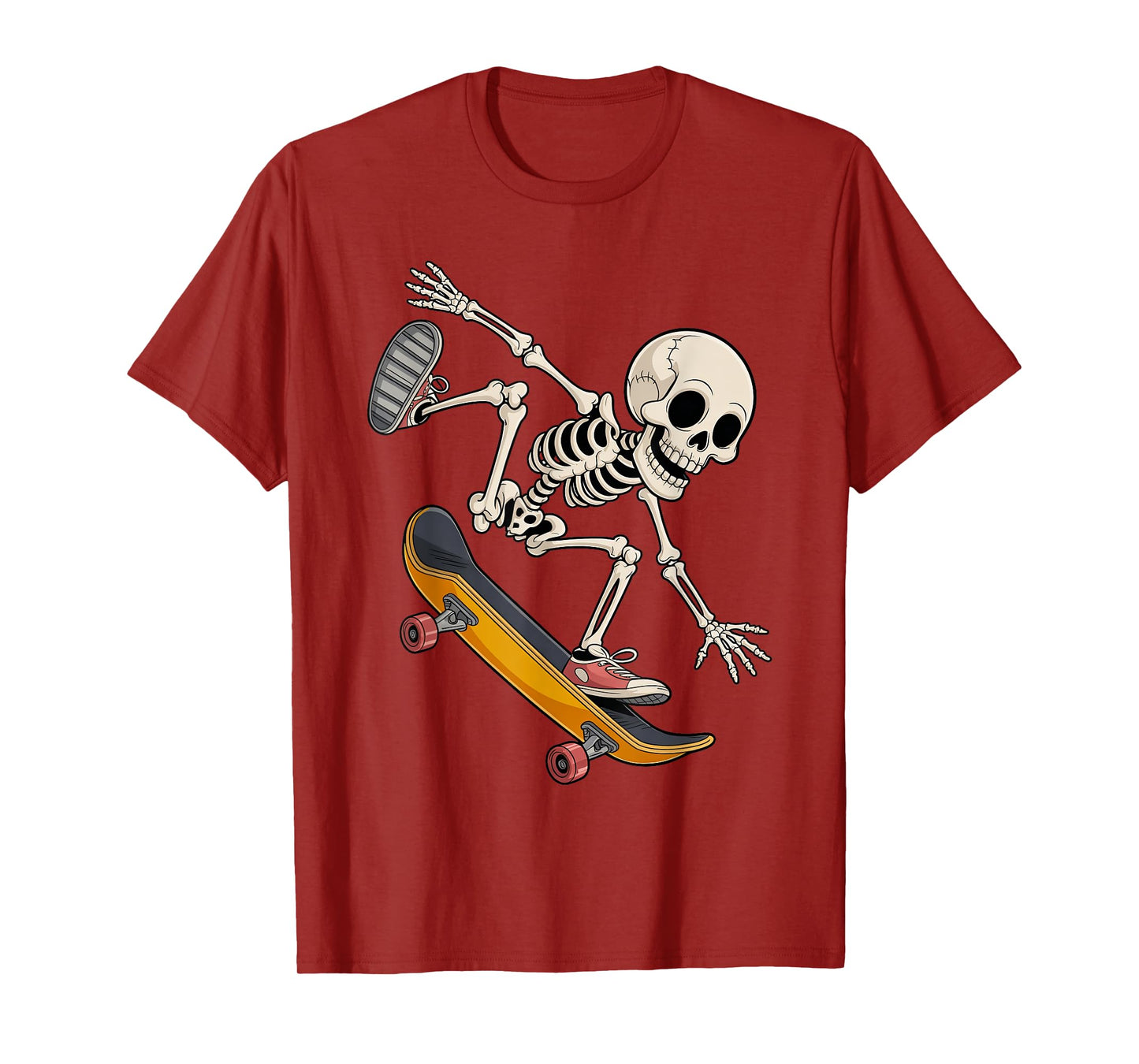 Halloween Skull Skeleton Skateboarding Spooky Trick or Treat T-Shirt