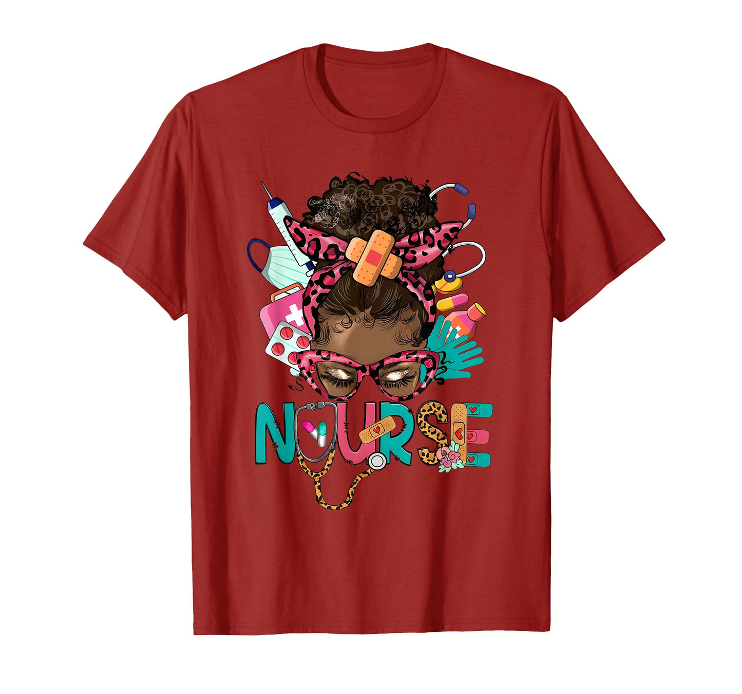 Black Melanin Nurse Black History Month Afro Hair T-Shirt
