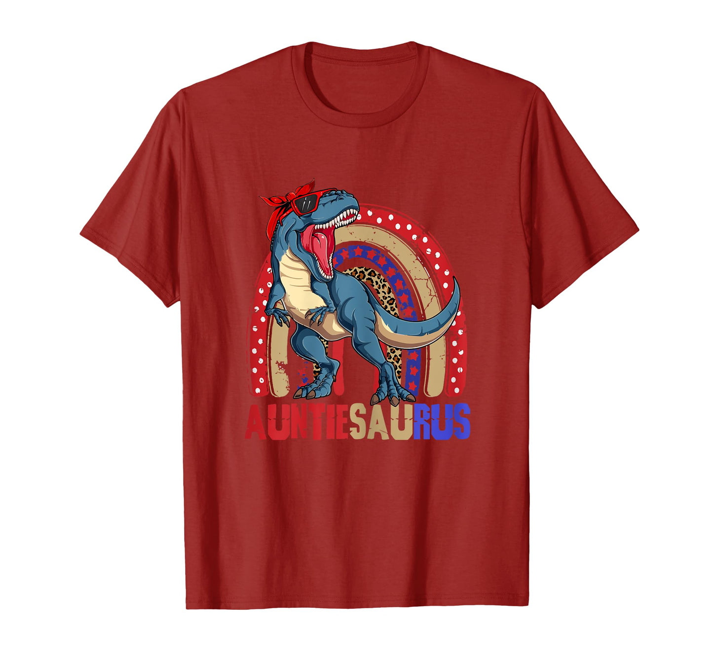 Auntiesaurus T Rex Dinosaur Auntie Saurus Family 4th of July T-Shirt for Women