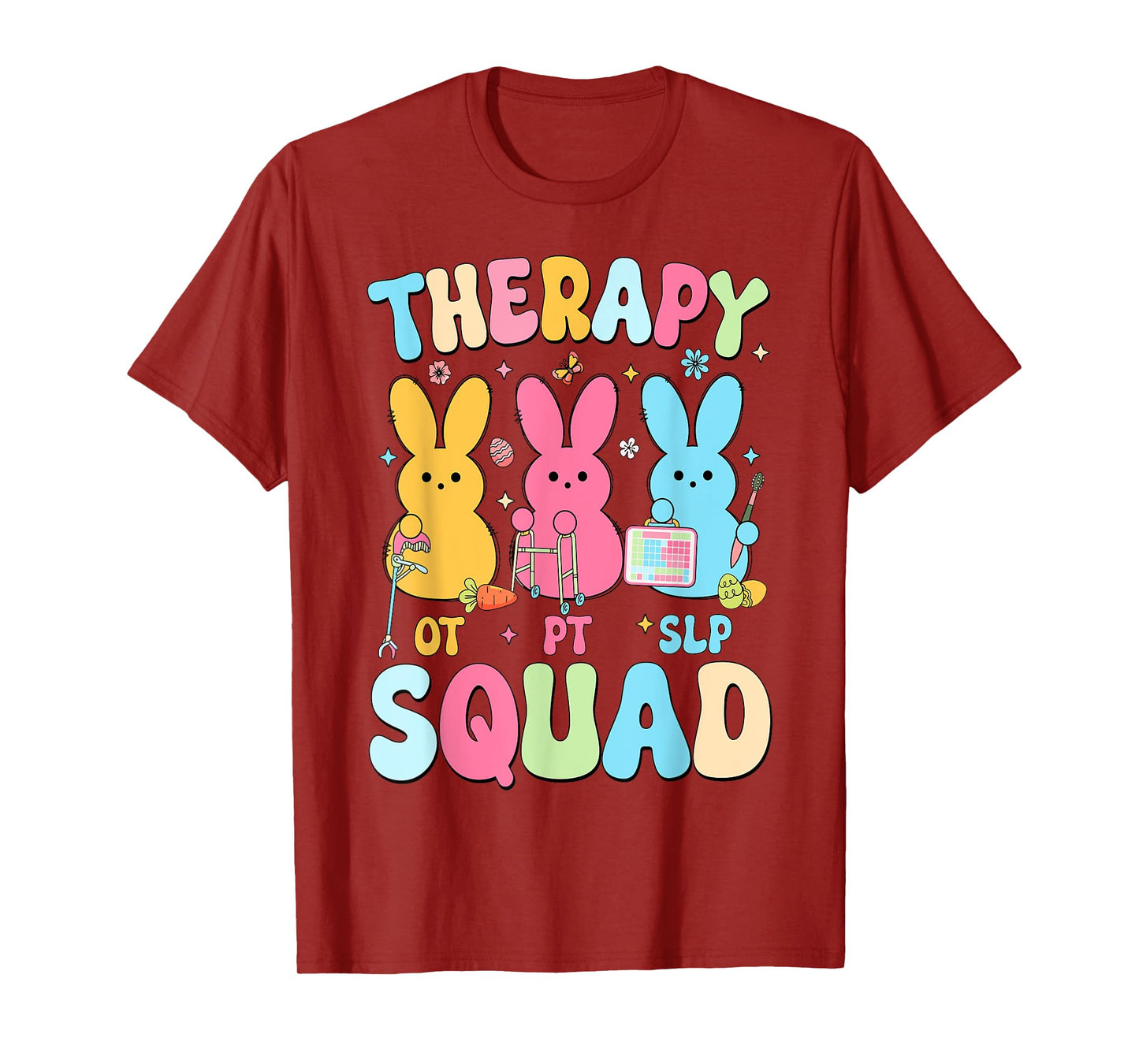 Therapy Squad Easter Day SLP OT PT Bunny Eggs Therapist T-Shirt