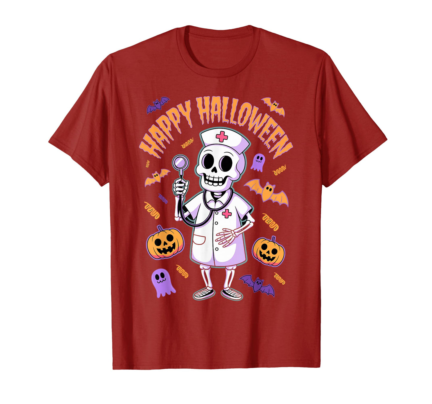 Halloween Nurse Skeleton Happy Halloween T-Shirt