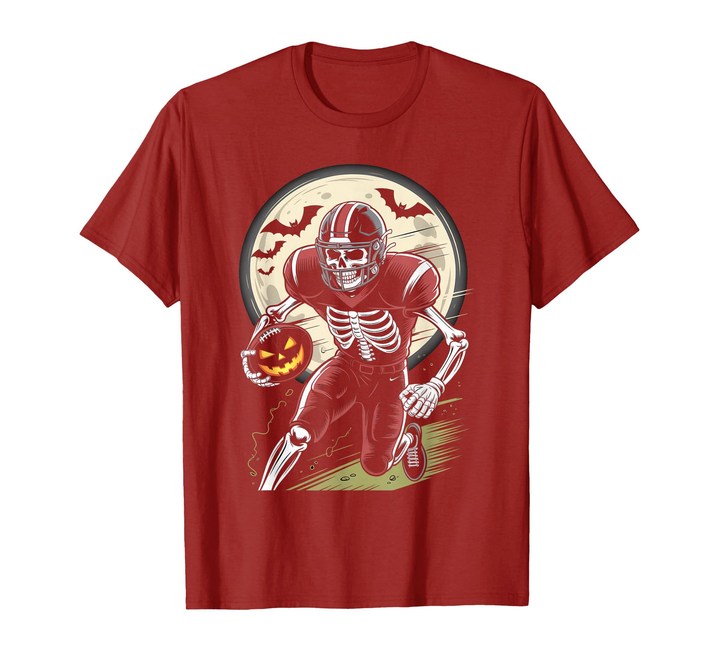 Skeleton American Football Halloween - Spooky Season Player T-Shirt