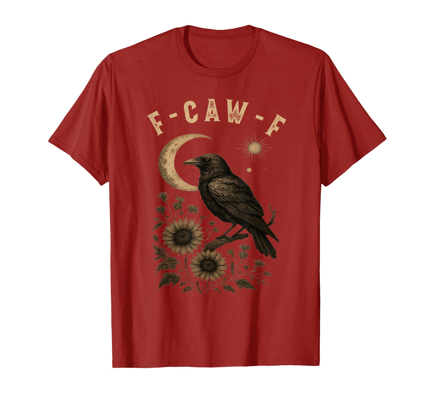 F-Caw-F Black Crow Bird Retro Vintage Gothic Moon F-Caw-F T-Shirt