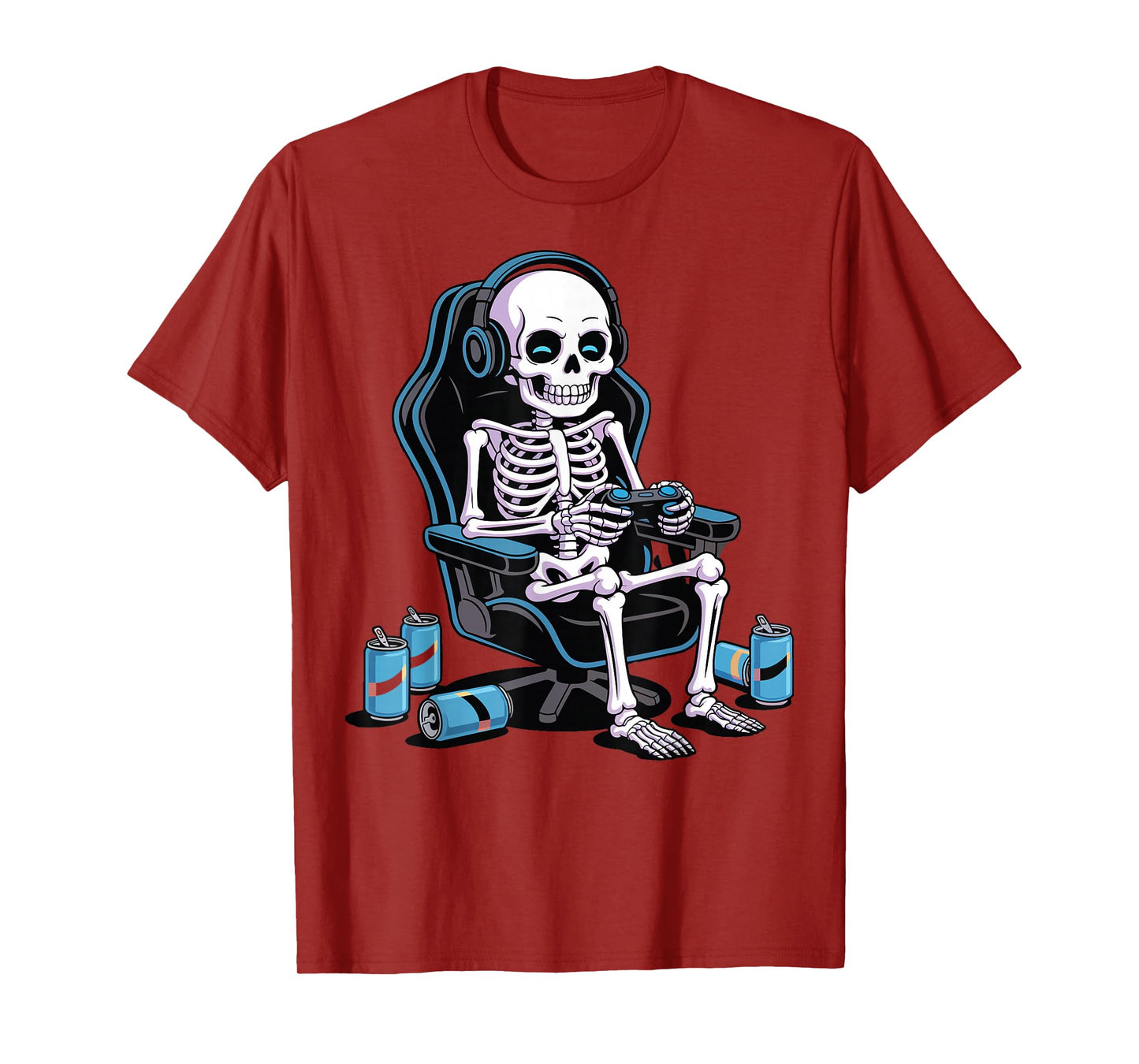 Halloween Skeleton Gamer Geek Boys Kids Funny Video Gaming T-Shirt