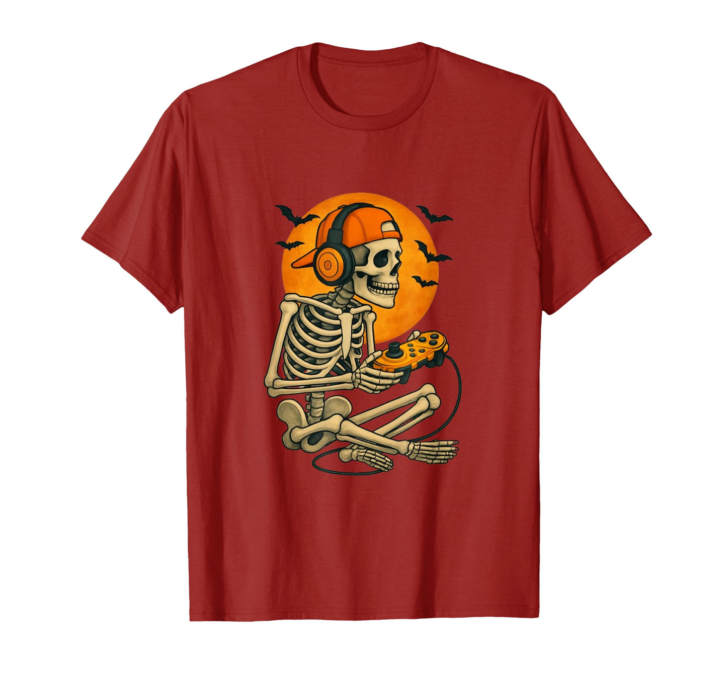 Halloween Skeleton Gamer Video Gaming Boys Men Kids Tees T-Shirt