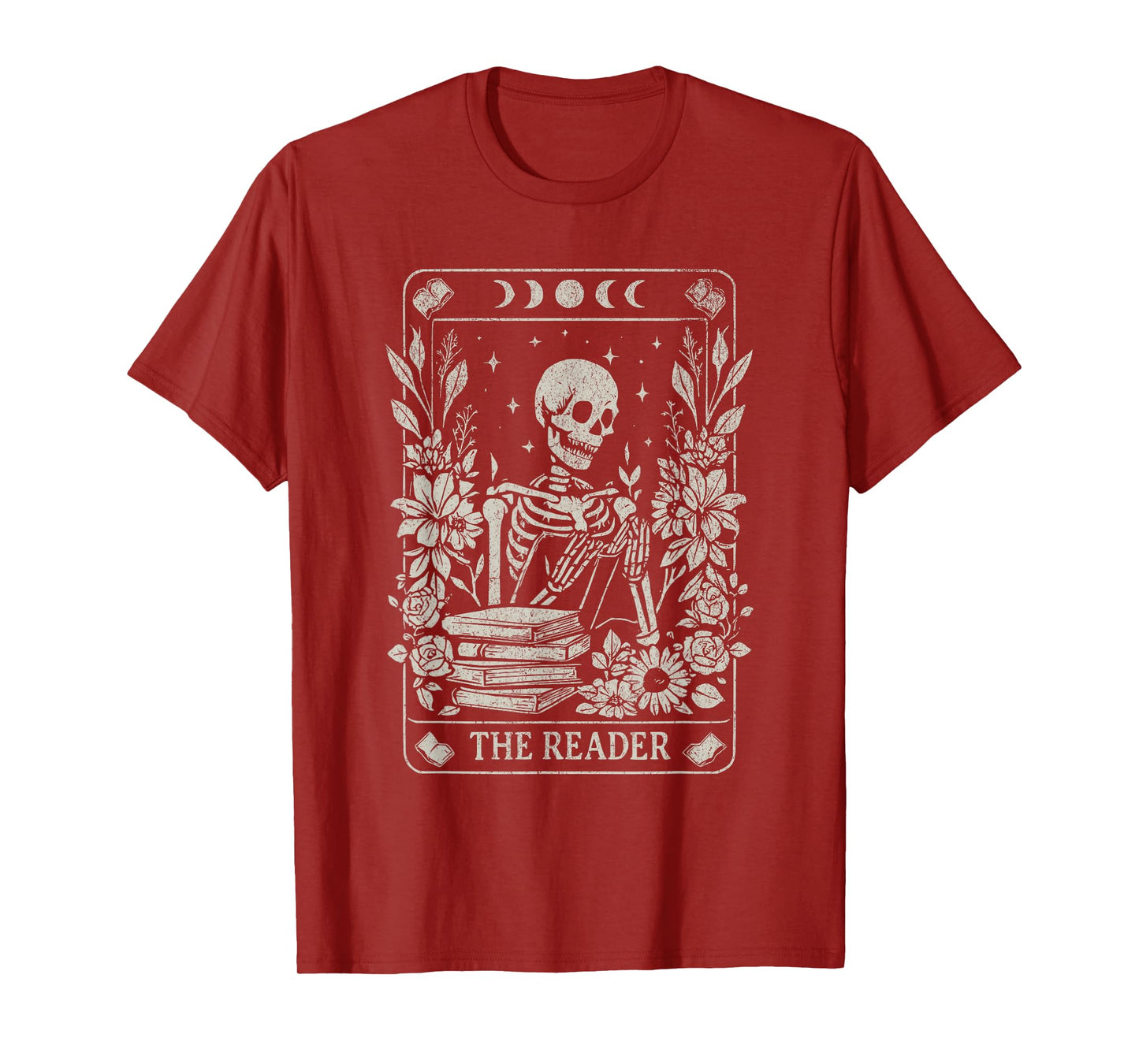 The Reader Skeleton Tarot Book Lover Design T-Shirt